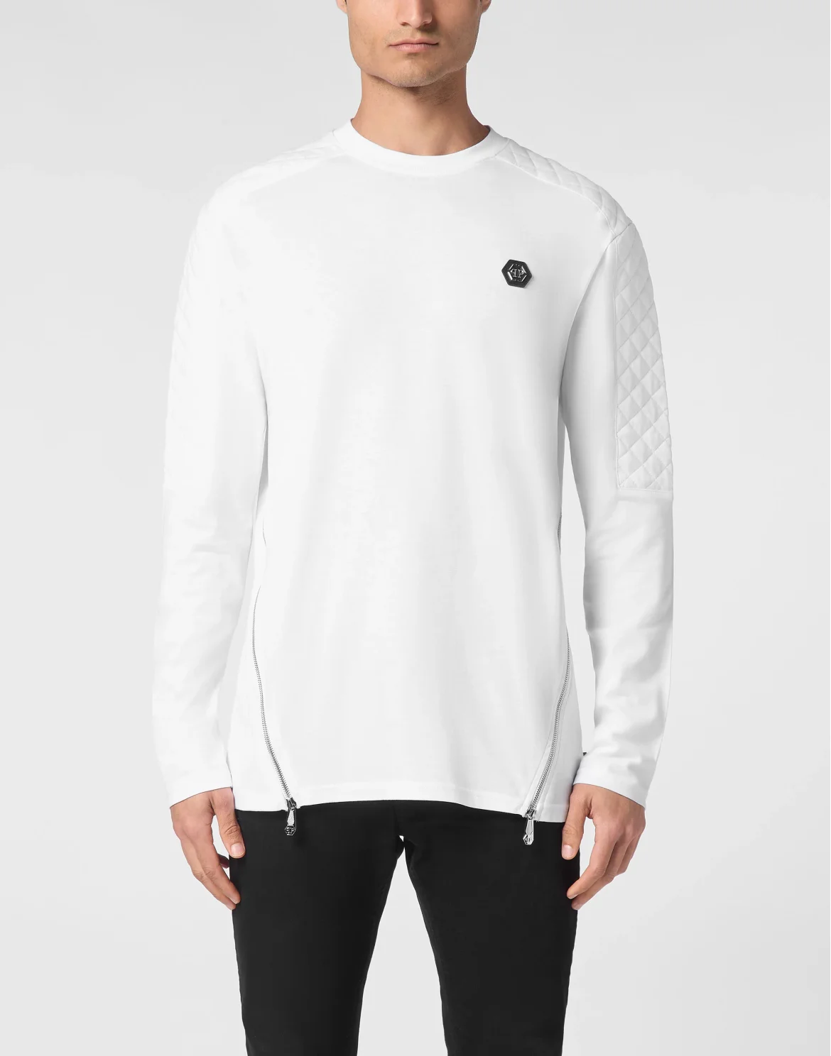 T-shirt Round Neck LS Studs, цвет: Белый