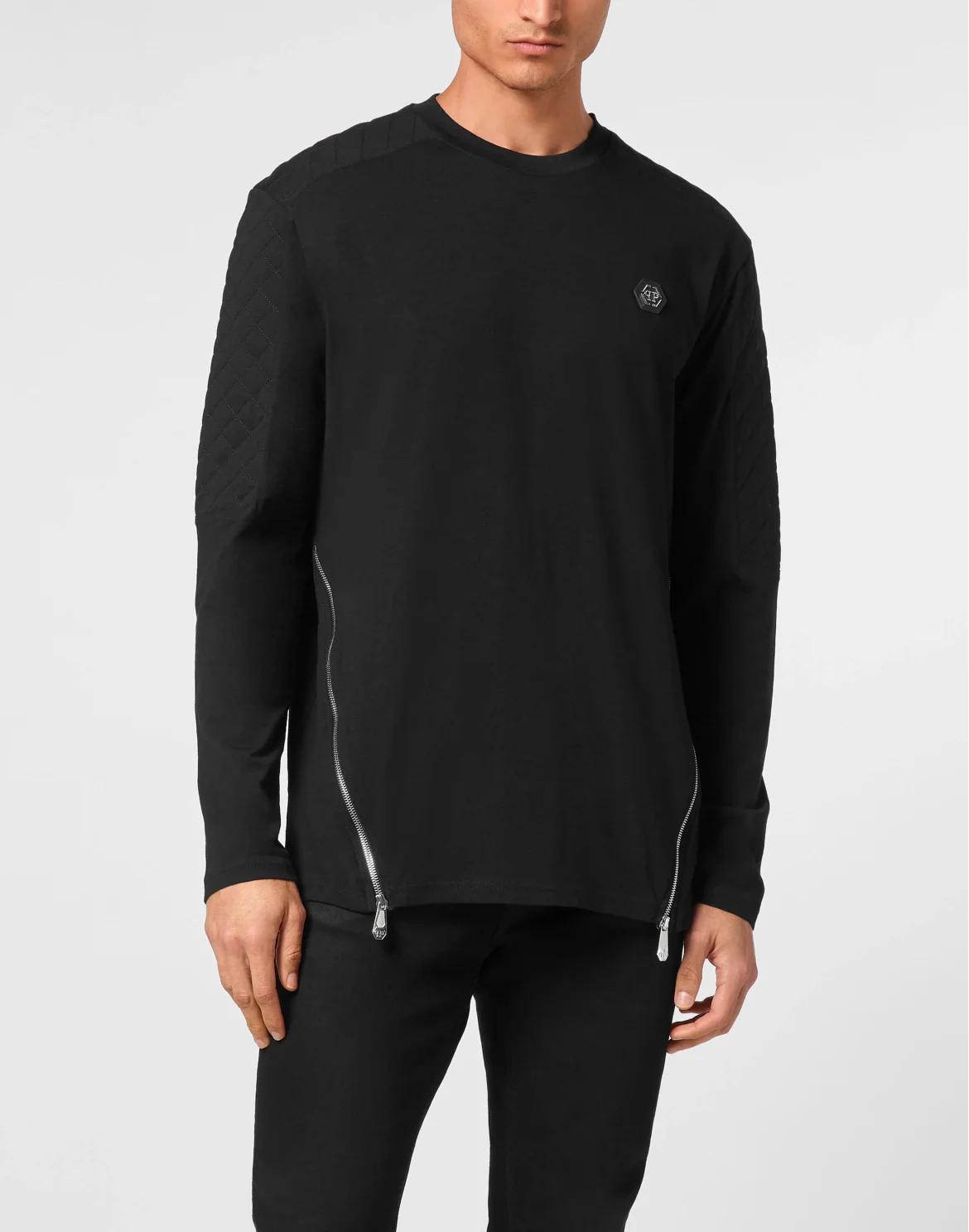 T-shirt Round Neck LS Studs, цвет: Черный