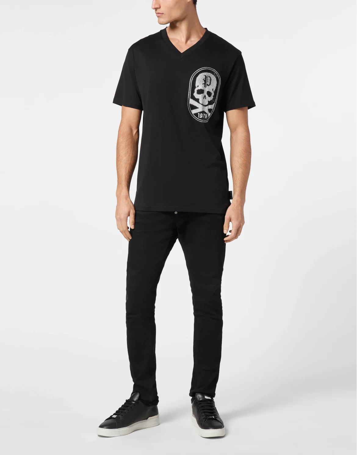 T-shirt V-Neck SS With Patch Strass Skull&Bones, цвет: Черный