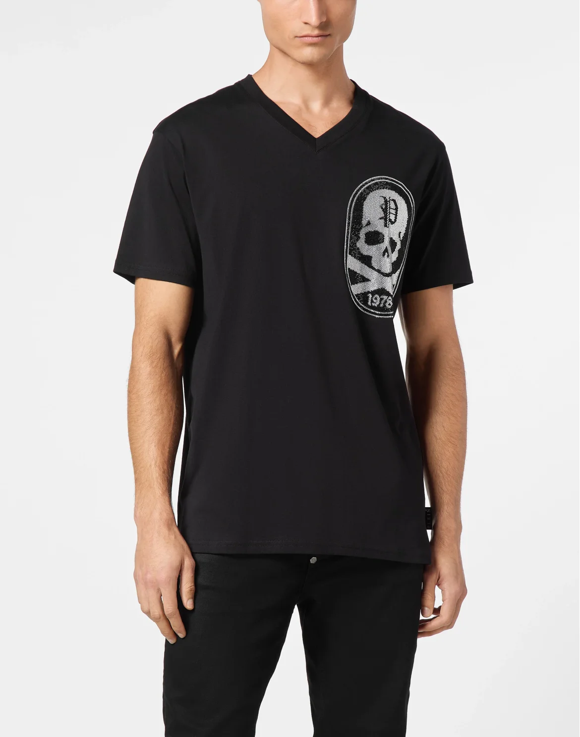 T-shirt V-Neck SS With Patch Strass Skull&Bones, цвет: Черный