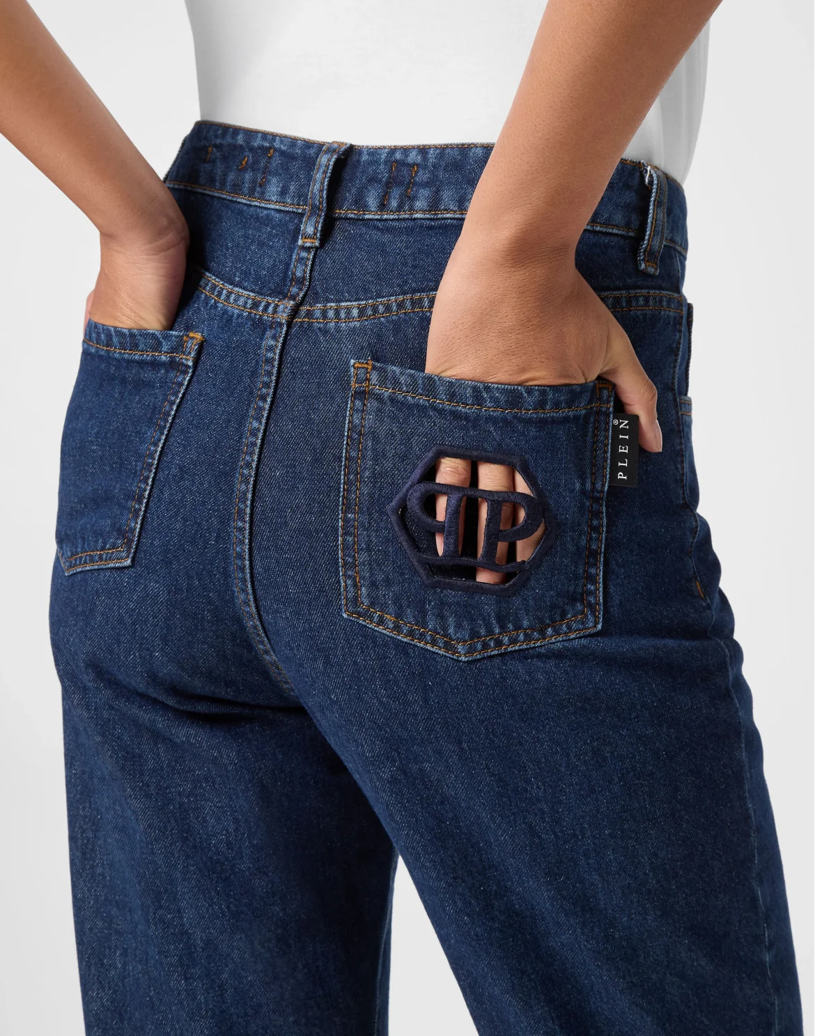 Denim Trousers Loose Fit Cufffed Monogram, цвет: Синий
