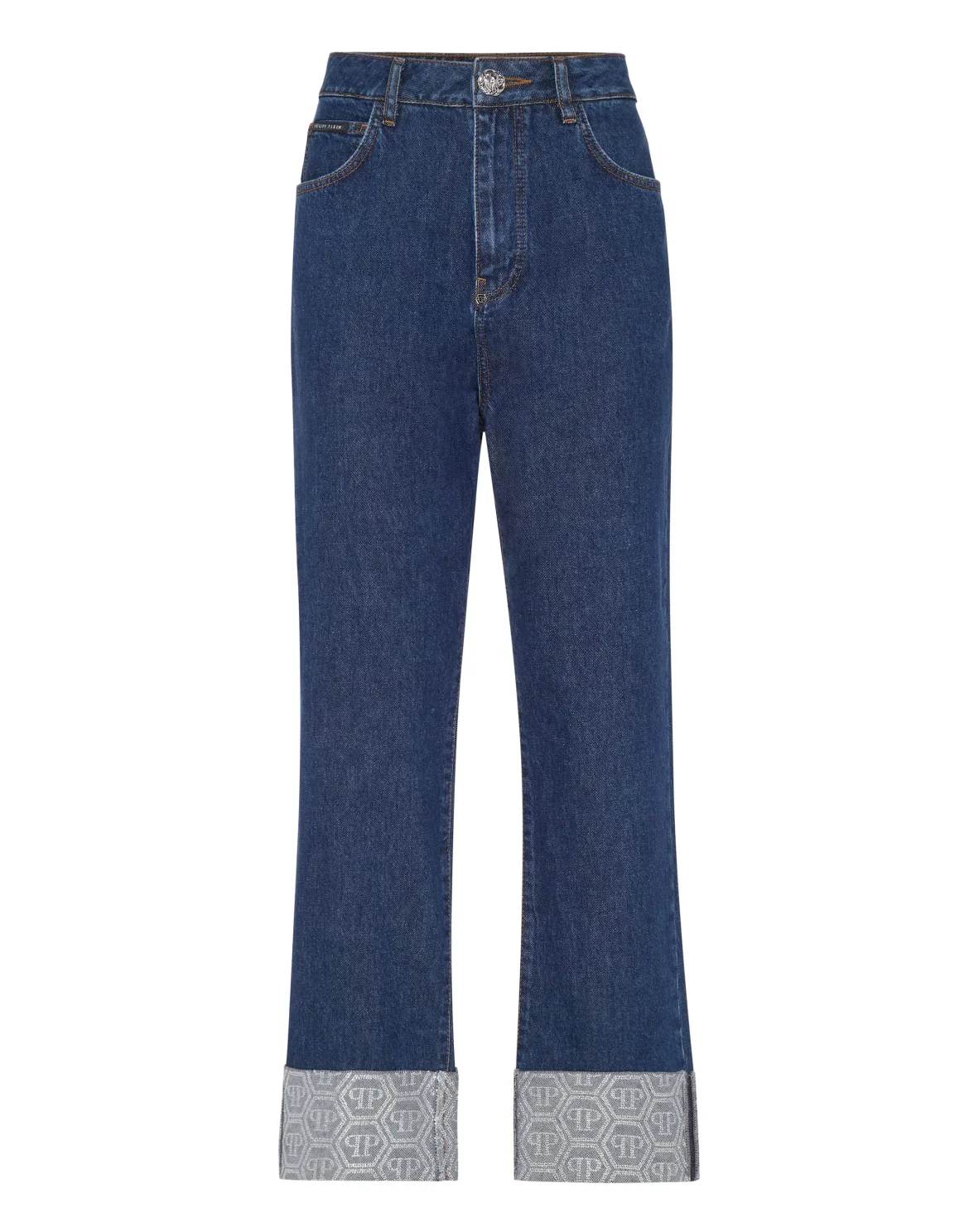 Denim Trousers Loose Fit Cufffed Monogram, цвет: Синий