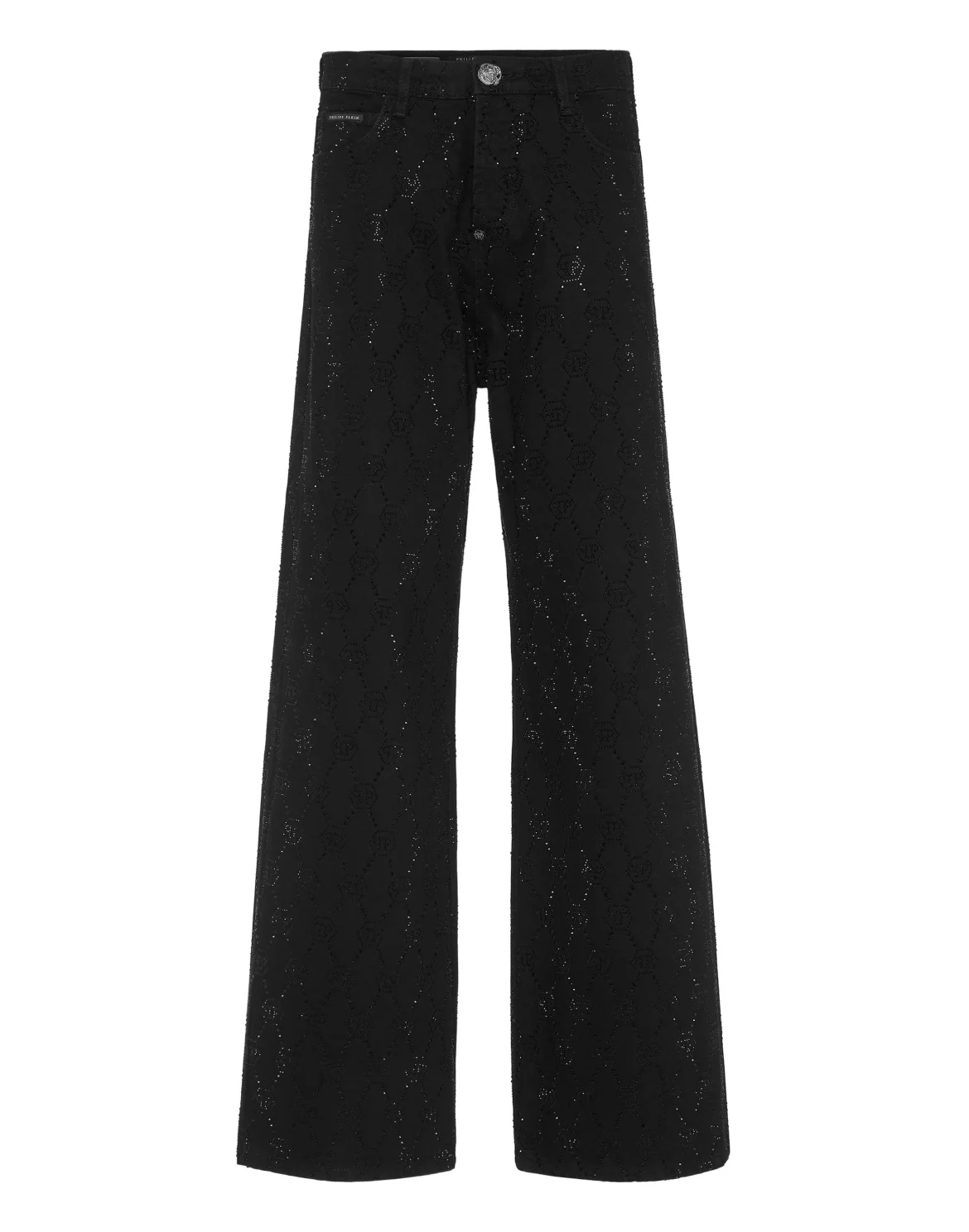Denim Trousers Skater Fit Strass Monogram, цвет: Черный