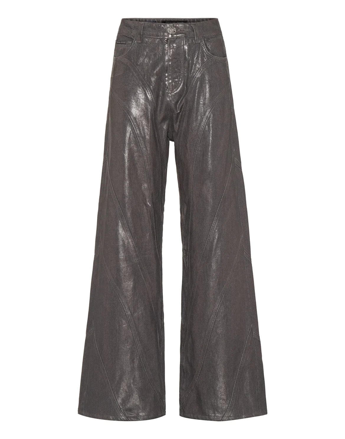 Denim Laminated Multicutting Trousers Skater Fit, цвет: Синий