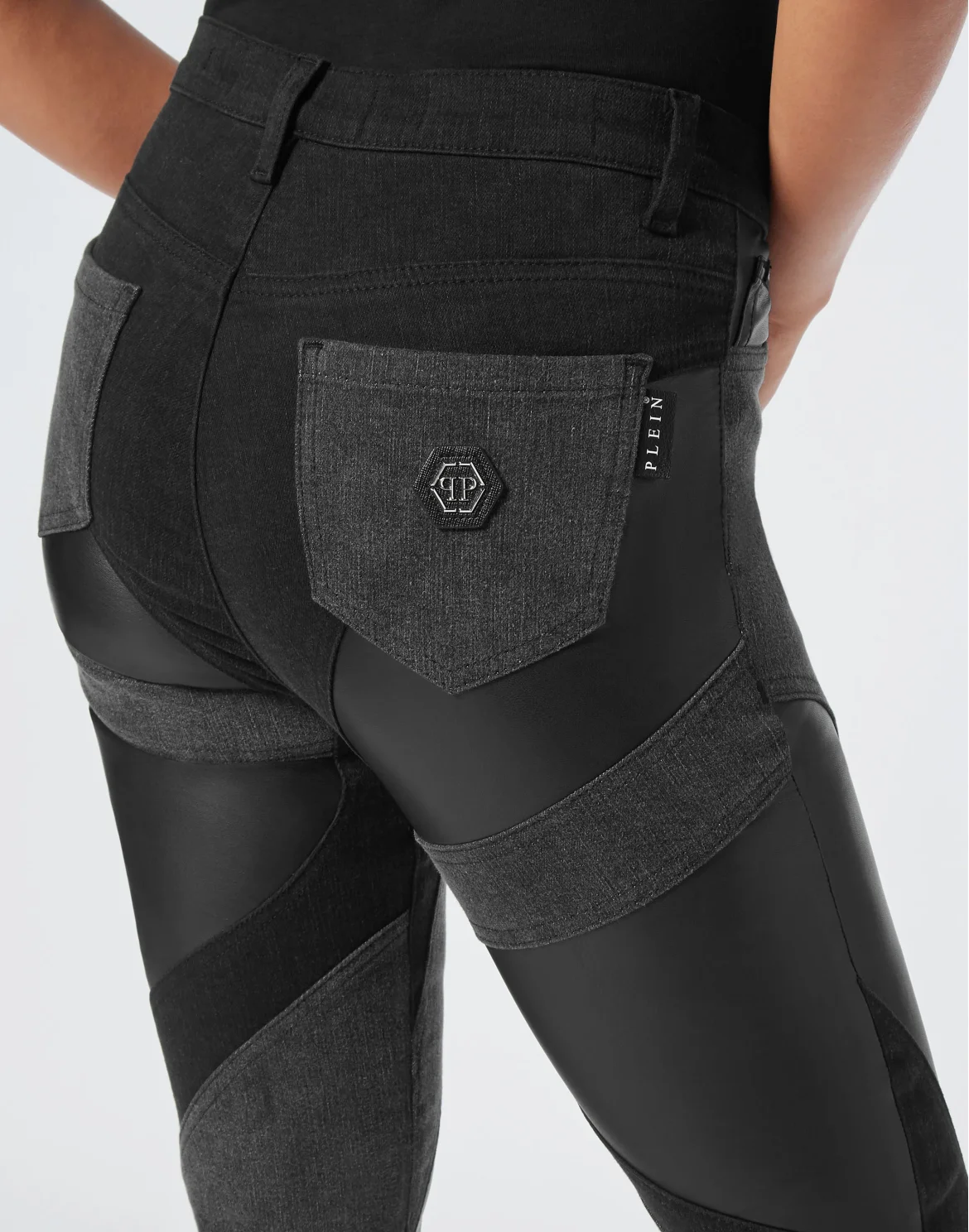 Denim Trousers Multicutting High Waist Jegging Fit, цвет: Черный