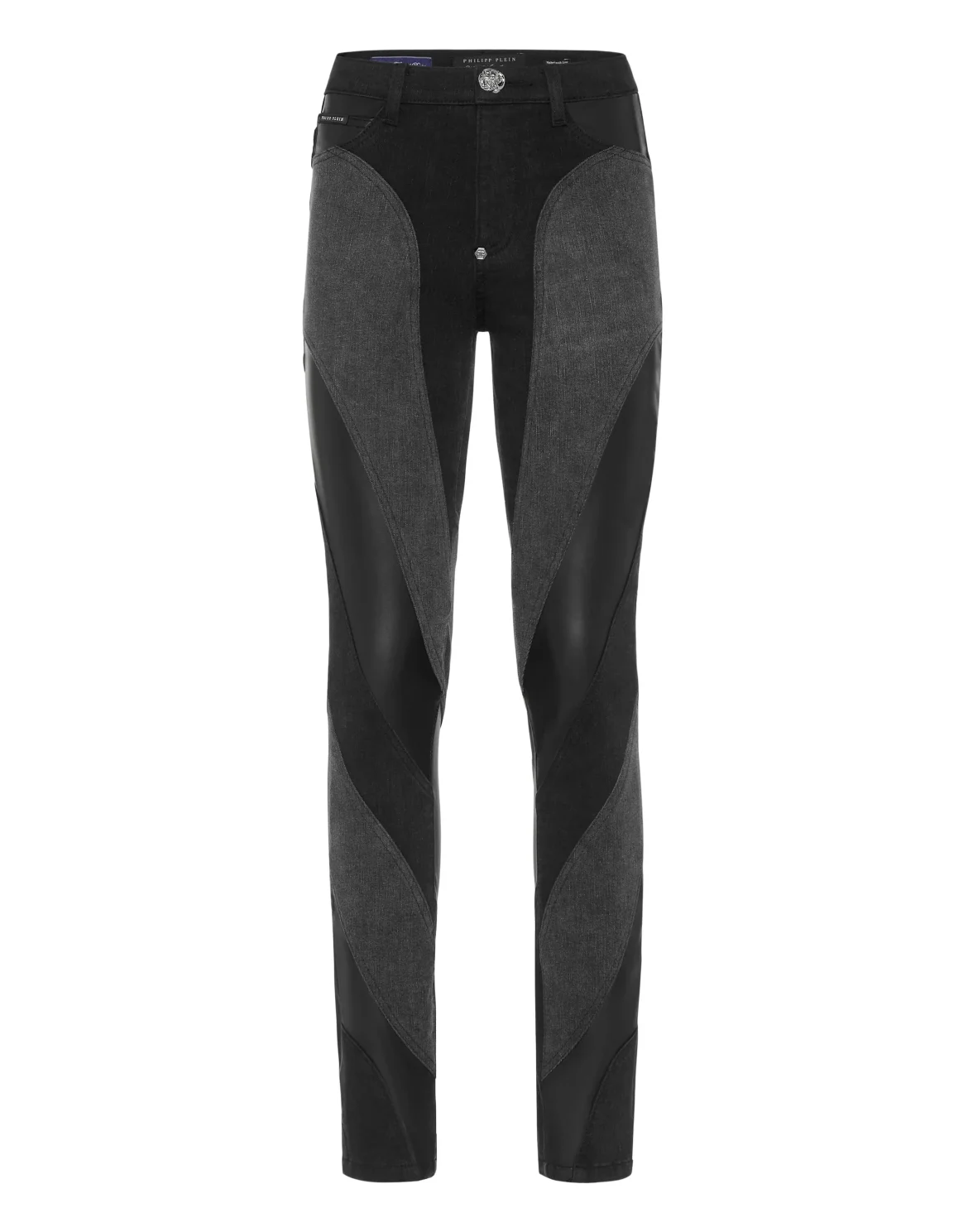 Denim Trousers Multicutting High Waist Jegging Fit, цвет: Черный