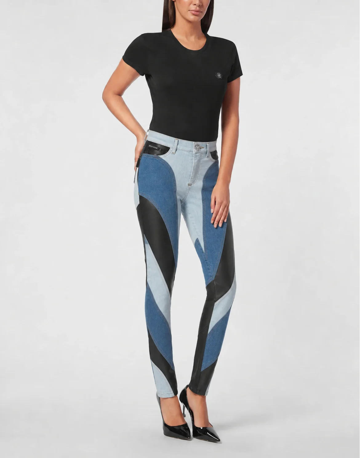 Denim Trousers Multicutting High Waist Jegging Fit, цвет: Синий
