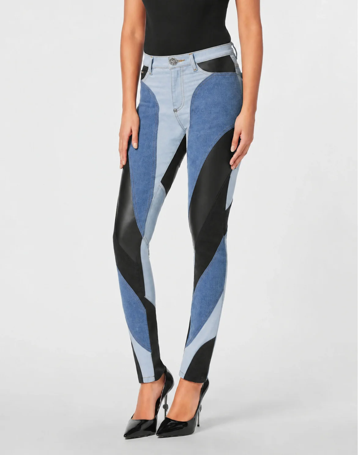 Denim Trousers Multicutting High Waist Jegging Fit, цвет: Синий