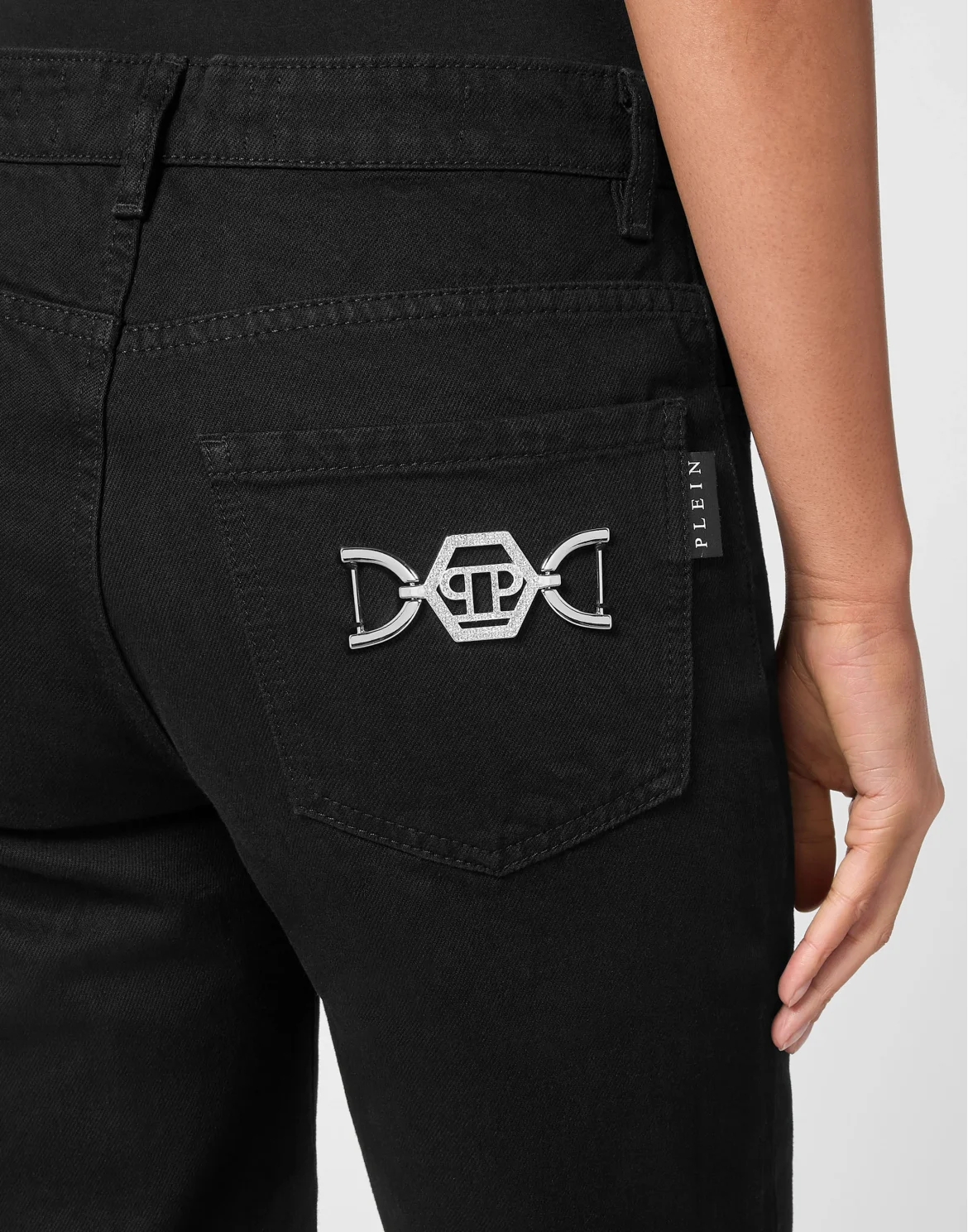 Denim Trousers Mom Fit Hexagon, цвет: Черный