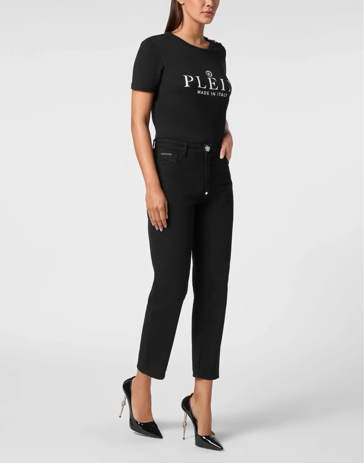 Denim Trousers Mom Fit Hexagon, цвет: Черный