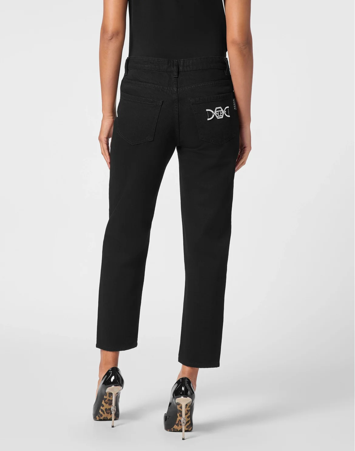 Denim Trousers Mom Fit Hexagon, цвет: Черный