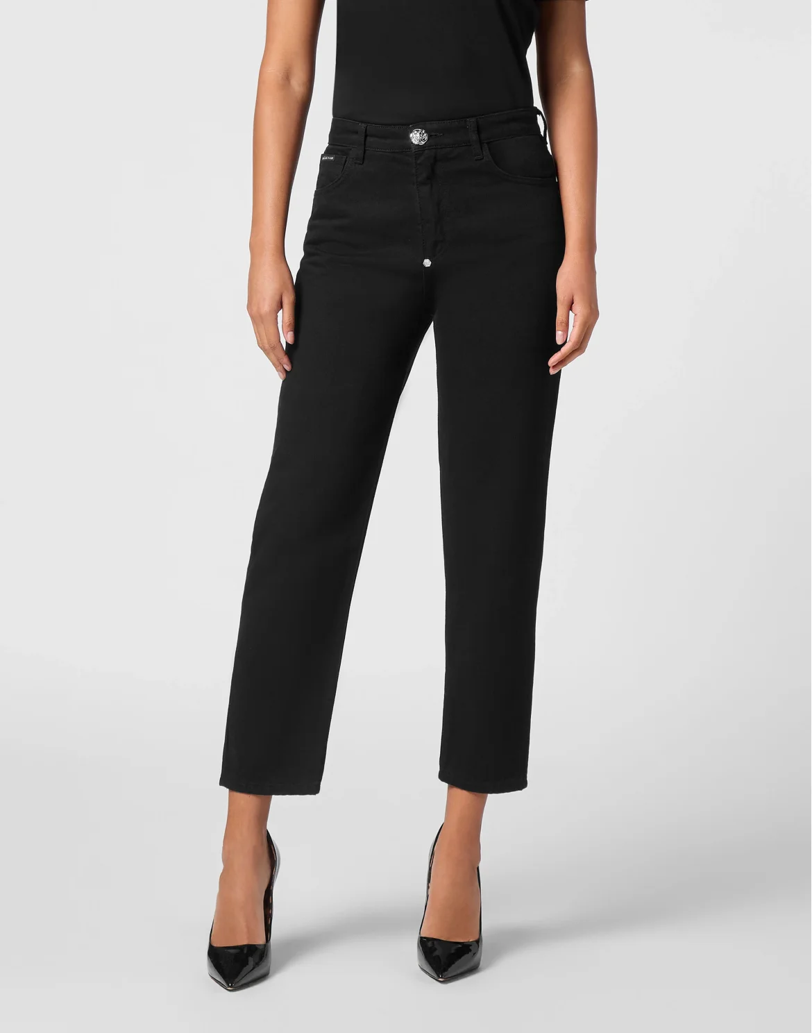 Denim Trousers Mom Fit Hexagon, цвет: Черный