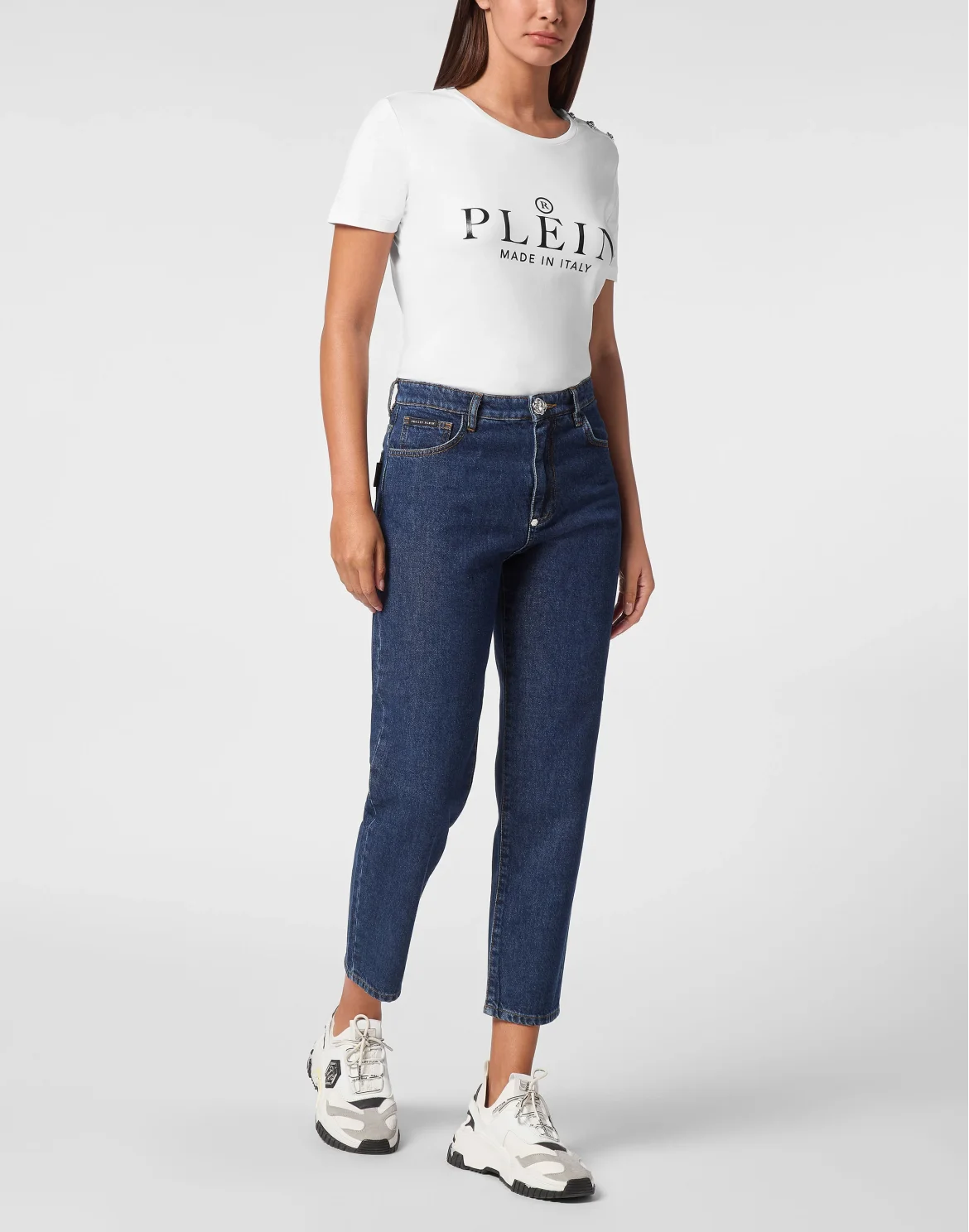 Denim Trousers Mom Fit Hexagon, цвет: Синий