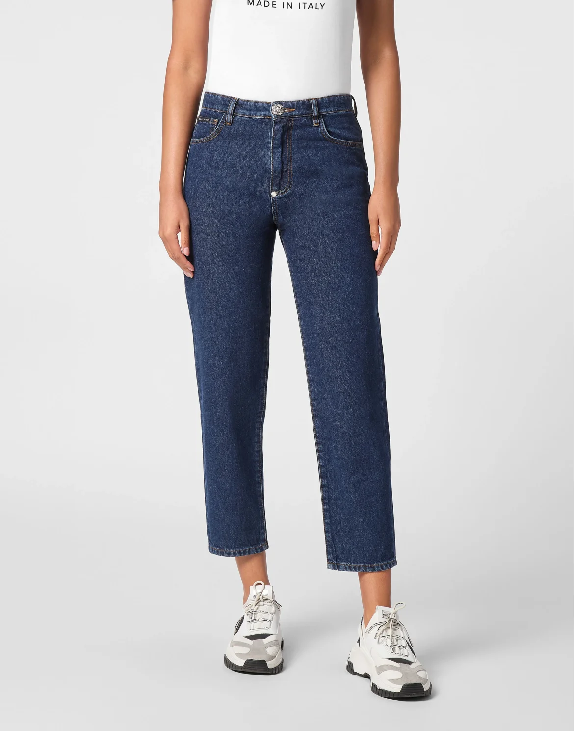 Denim Trousers Mom Fit Hexagon, цвет: Синий