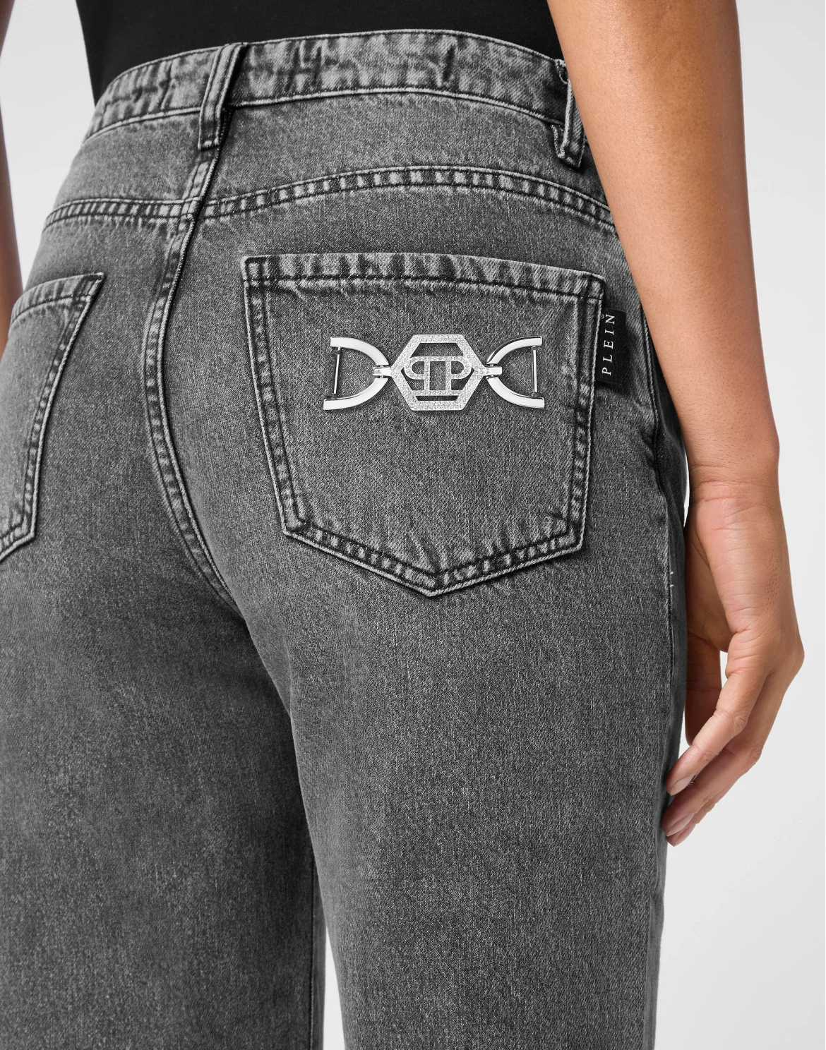 Denim Trousers Mom Fit Hexagon, цвет: Черный