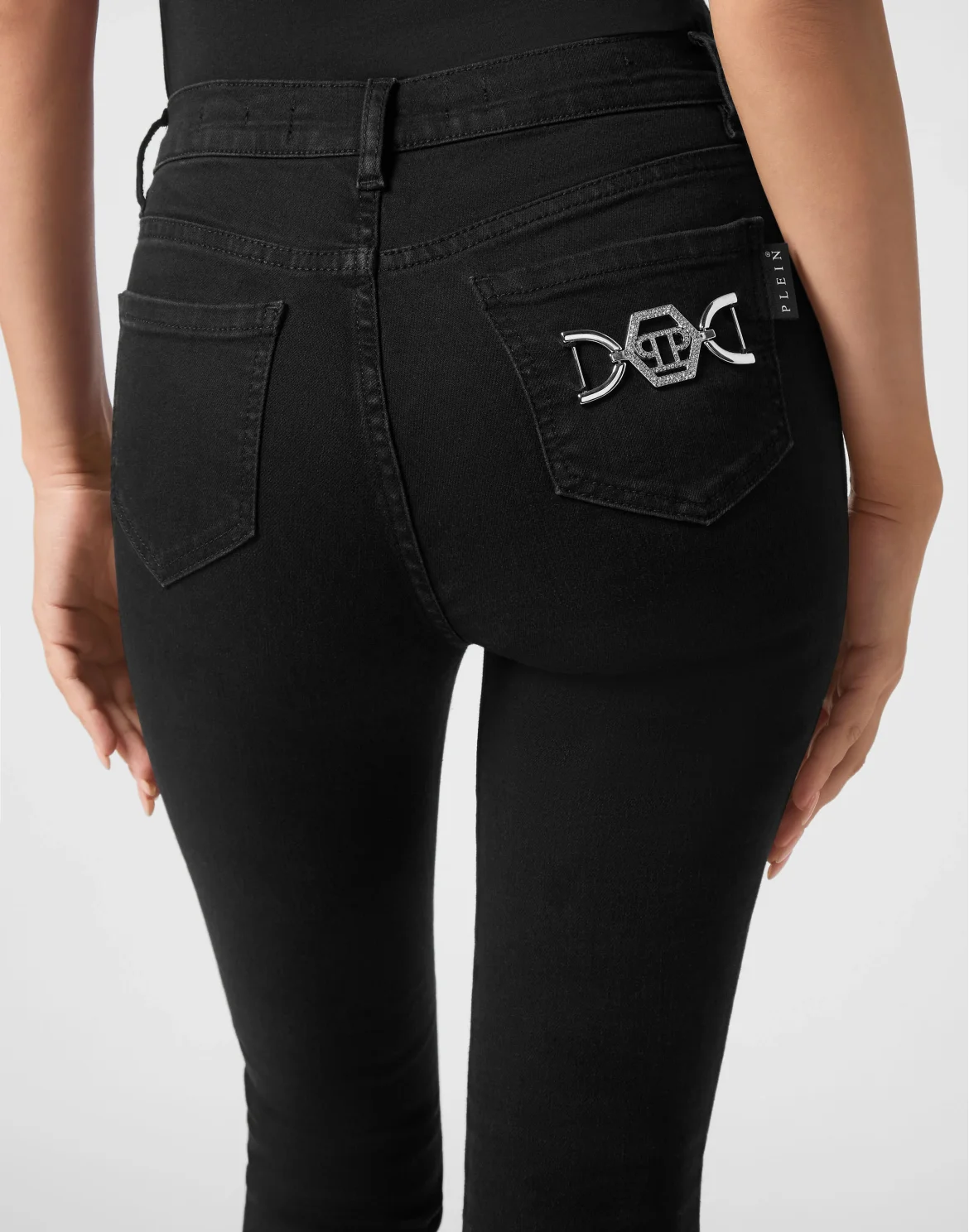 Denim High Waist Jegging Trousers Hexagon, цвет: Черный
