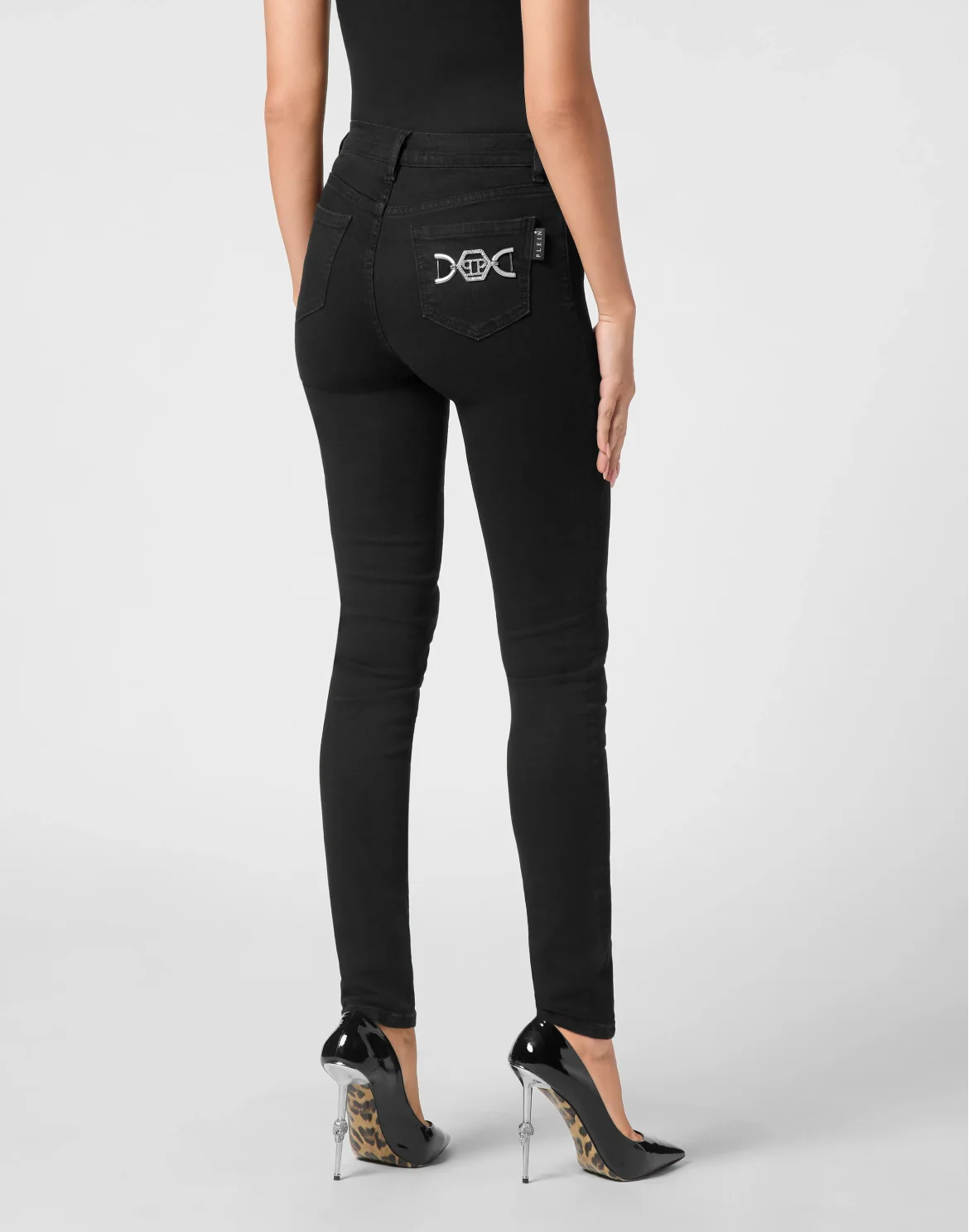 Denim High Waist Jegging Trousers Hexagon, цвет: Черный
