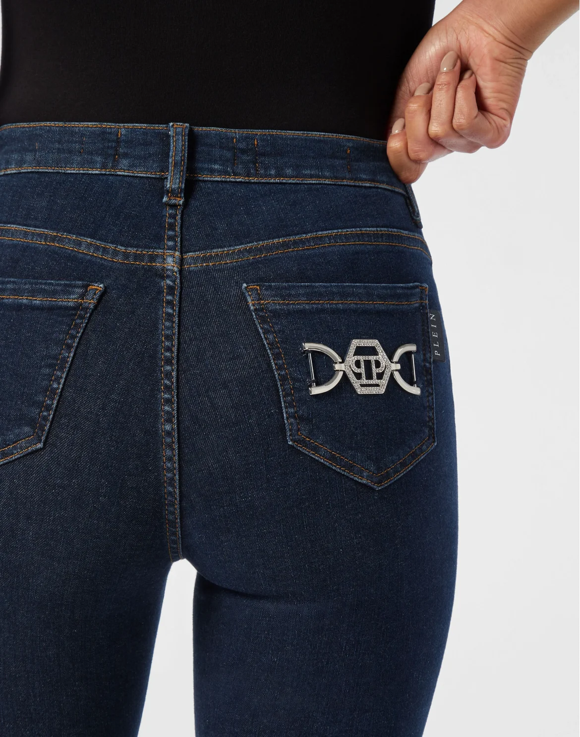 Denim High Waist Jegging Trousers Hexagon, цвет: Синий