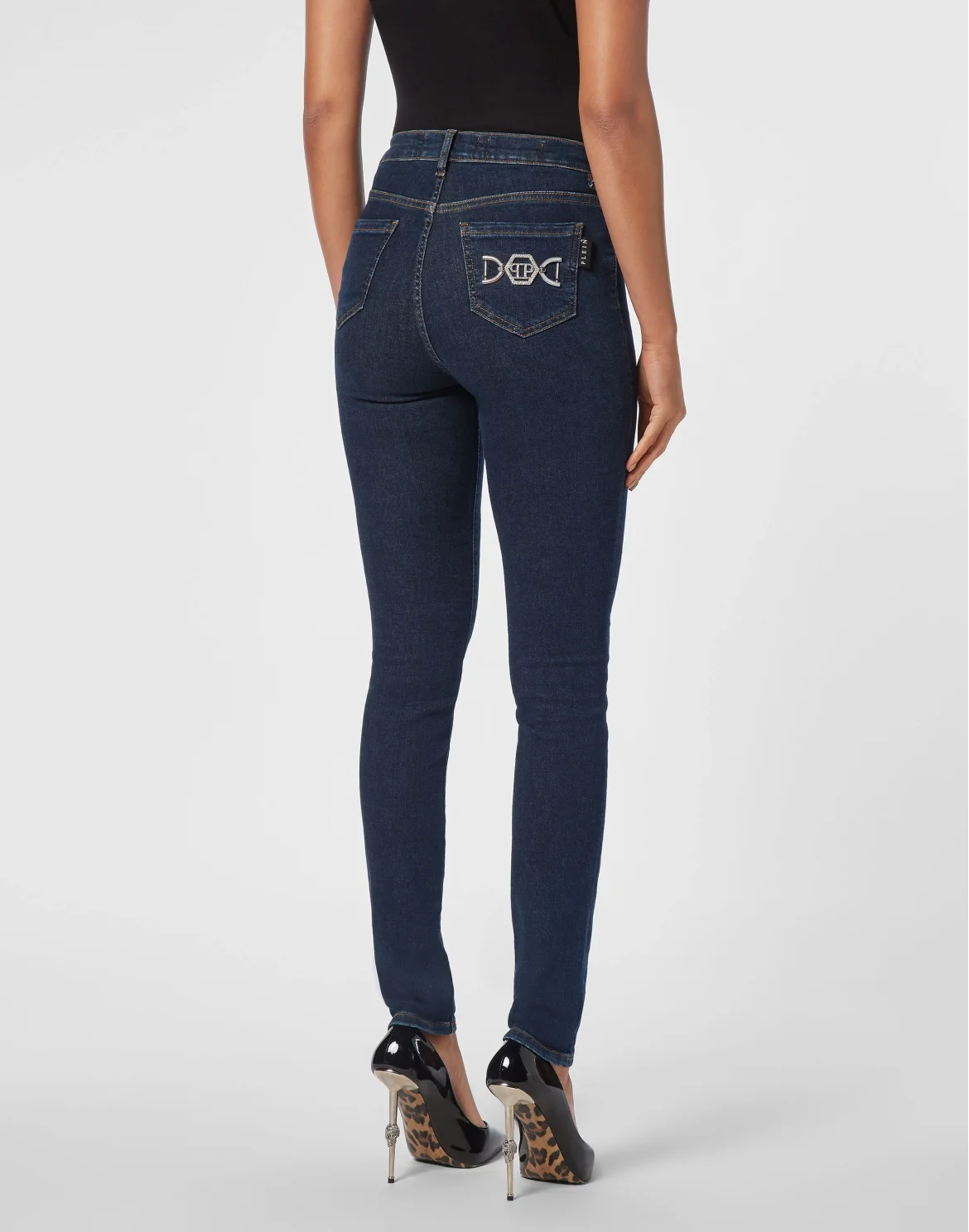 Denim High Waist Jegging Trousers Hexagon, цвет: Синий