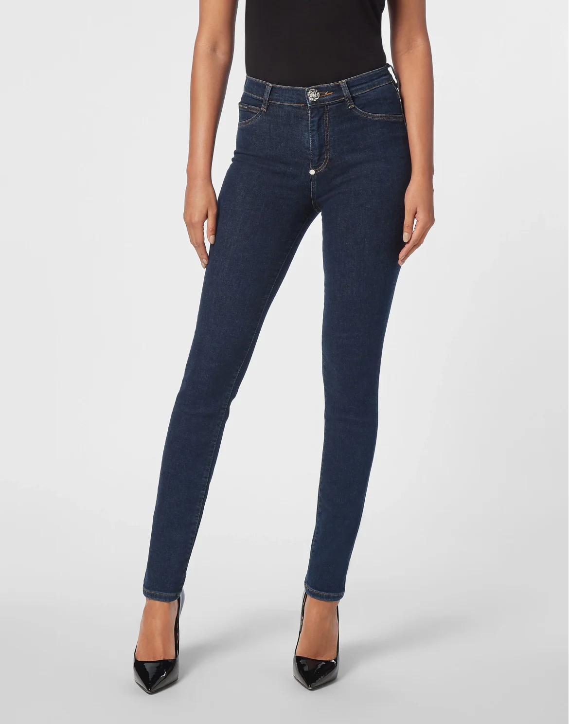 Denim High Waist Jegging Trousers Hexagon, цвет: Синий