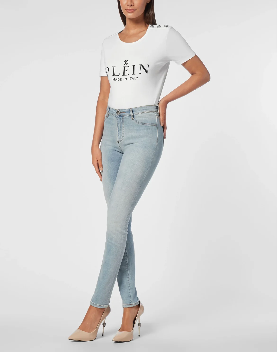 Denim High Waist Jegging Trousers Hexagon, цвет: Голубой