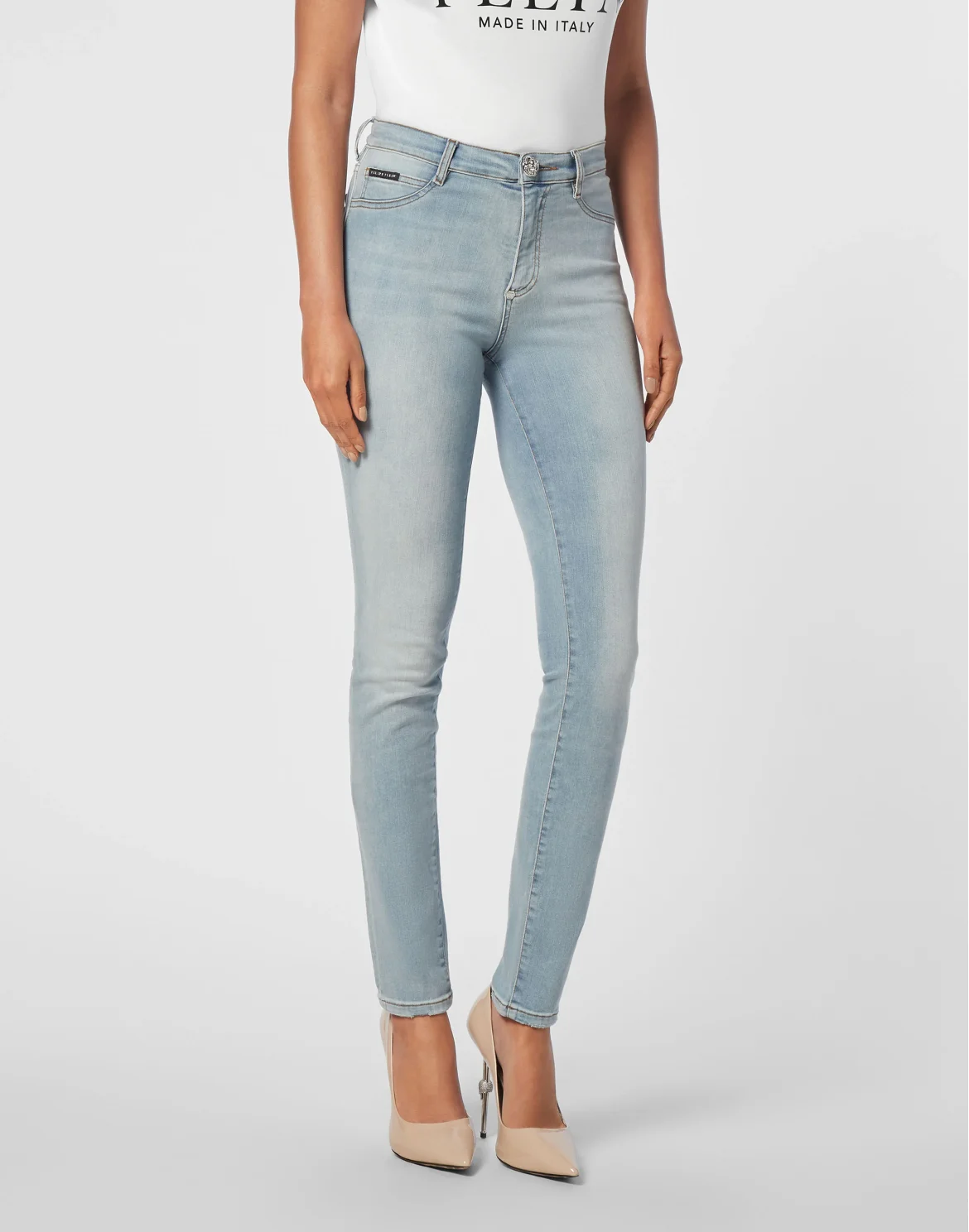Denim High Waist Jegging Trousers Hexagon, цвет: Голубой