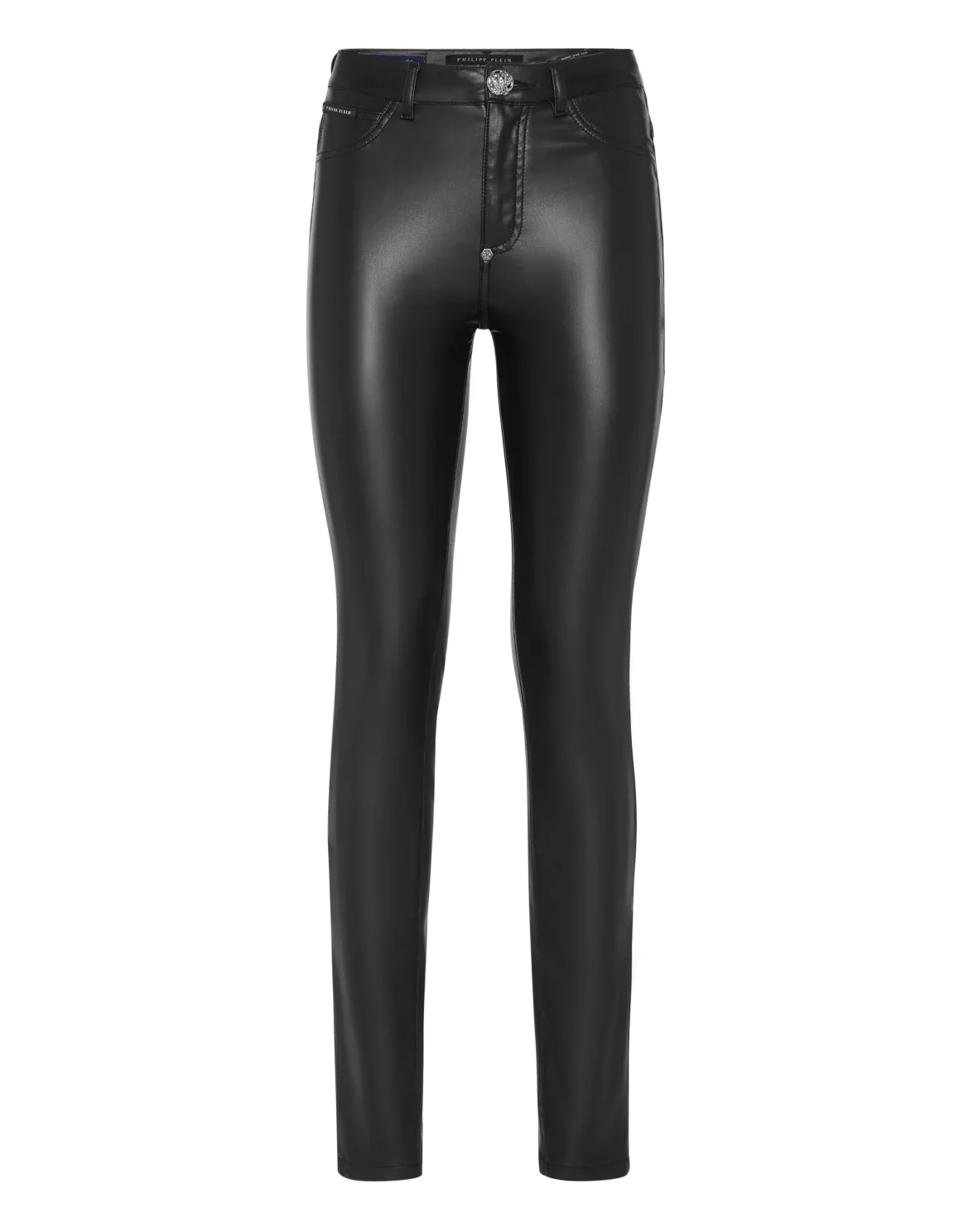 Eco Leather High Waist Jegging Trousers, цвет: Черный