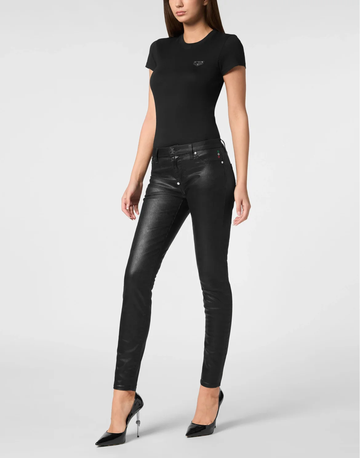 Coated Denim Jeggins, цвет: Черный