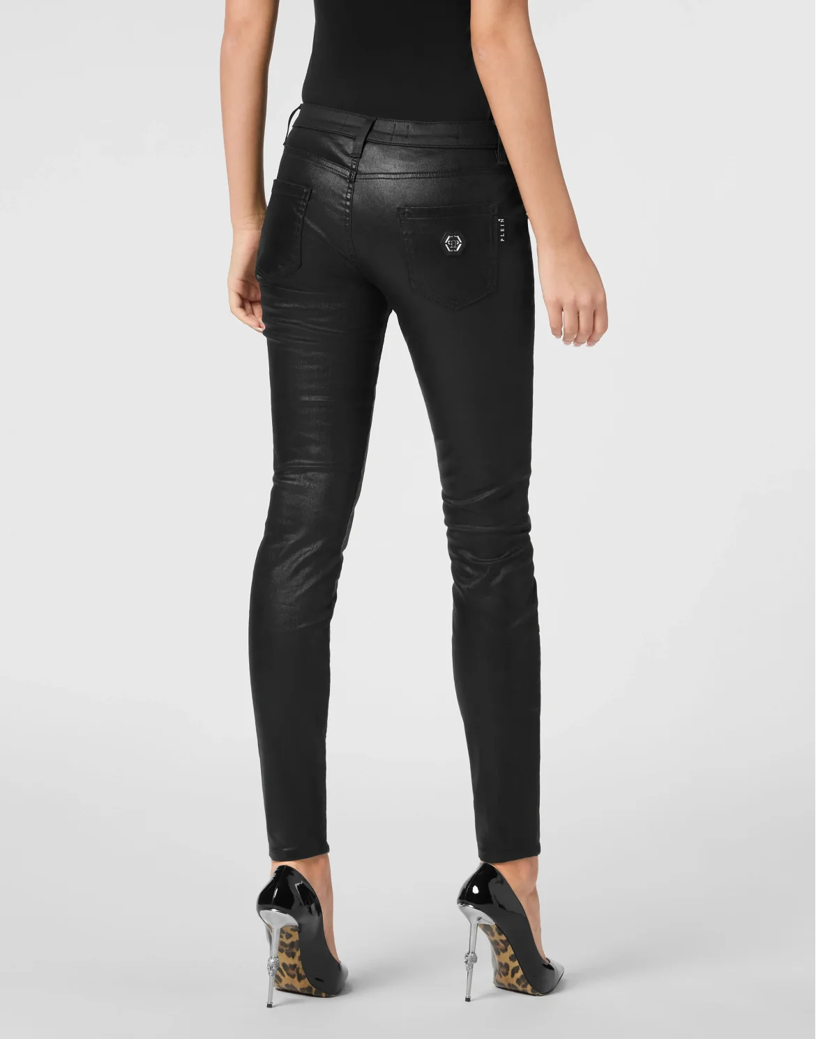 Coated Denim Jeggins, цвет: Черный