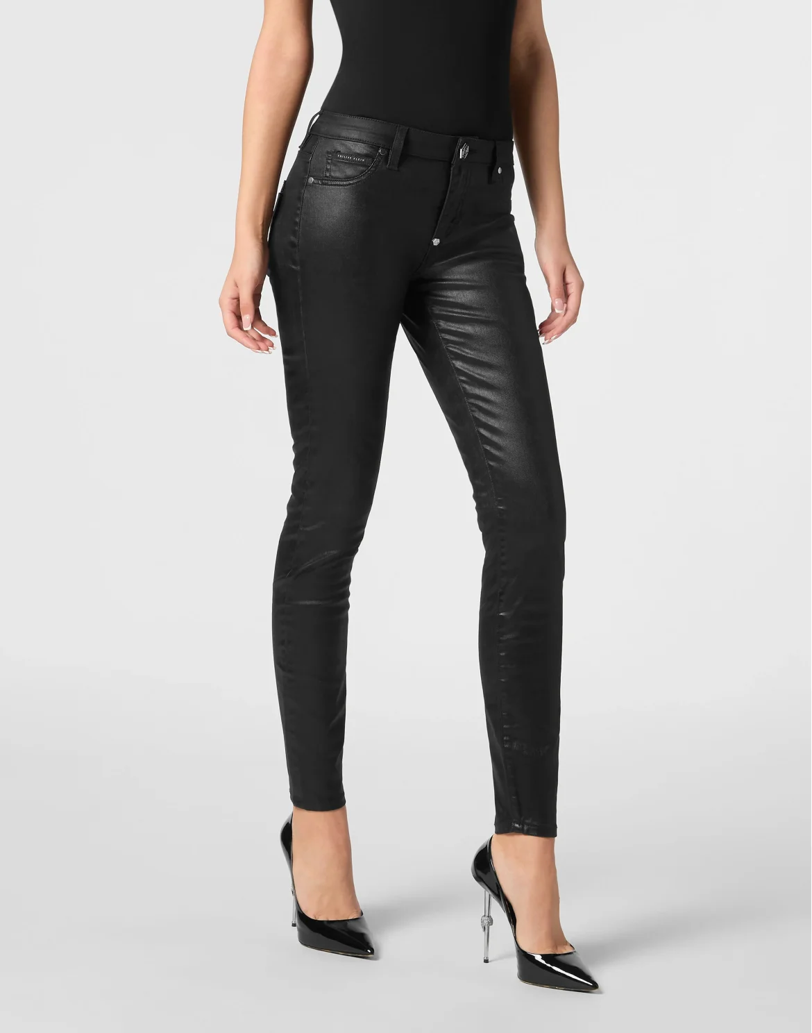 Coated Denim Jeggins, цвет: Черный