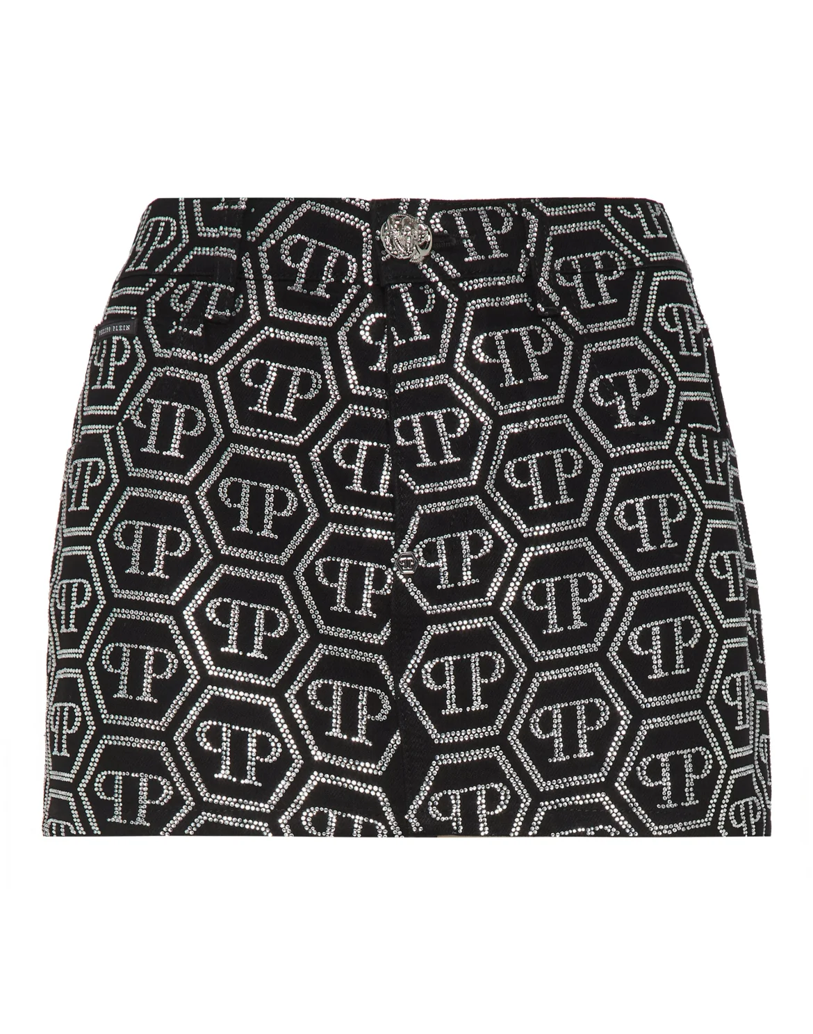 Denim Mini Skirt Degrade Strass Monogram, цвет: Черный