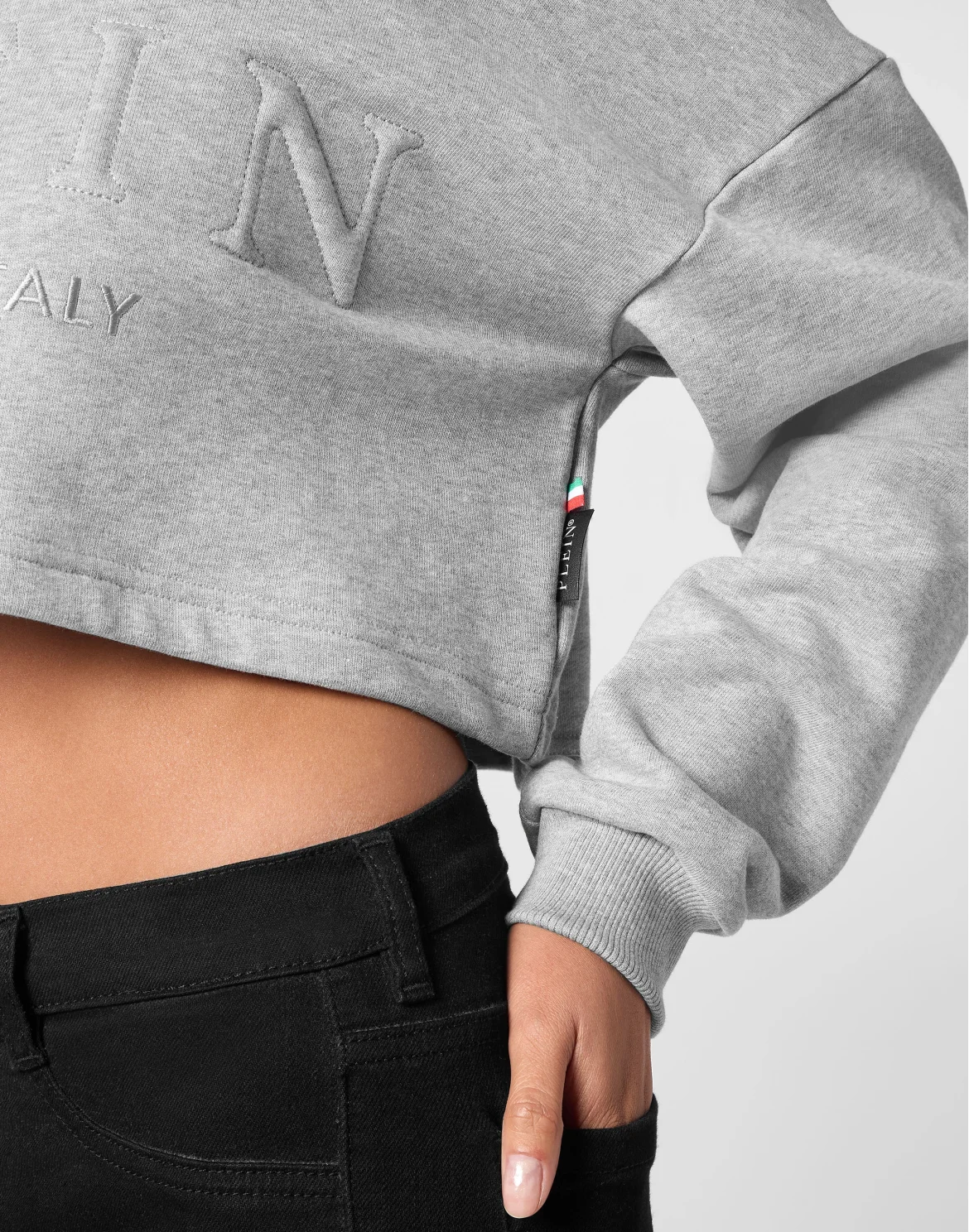 Cropped Hoodie Sweatshirt, цвет: Серый