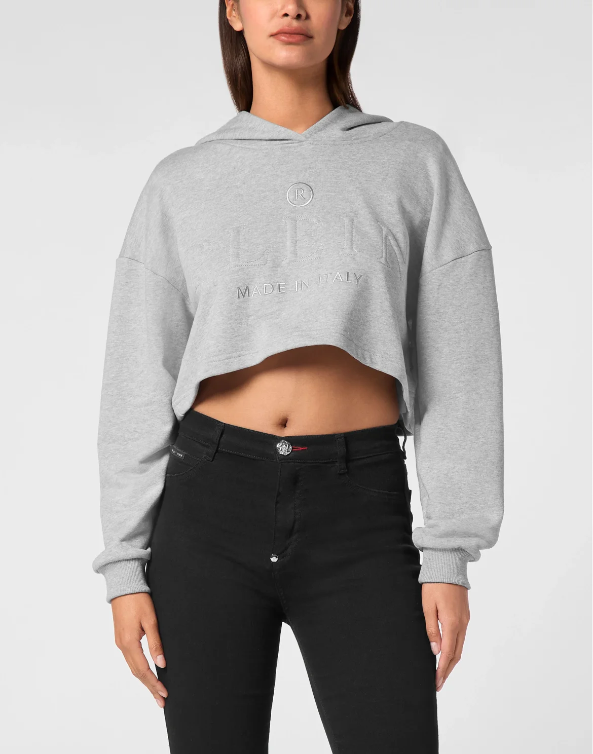 Cropped Hoodie Sweatshirt, цвет: Серый