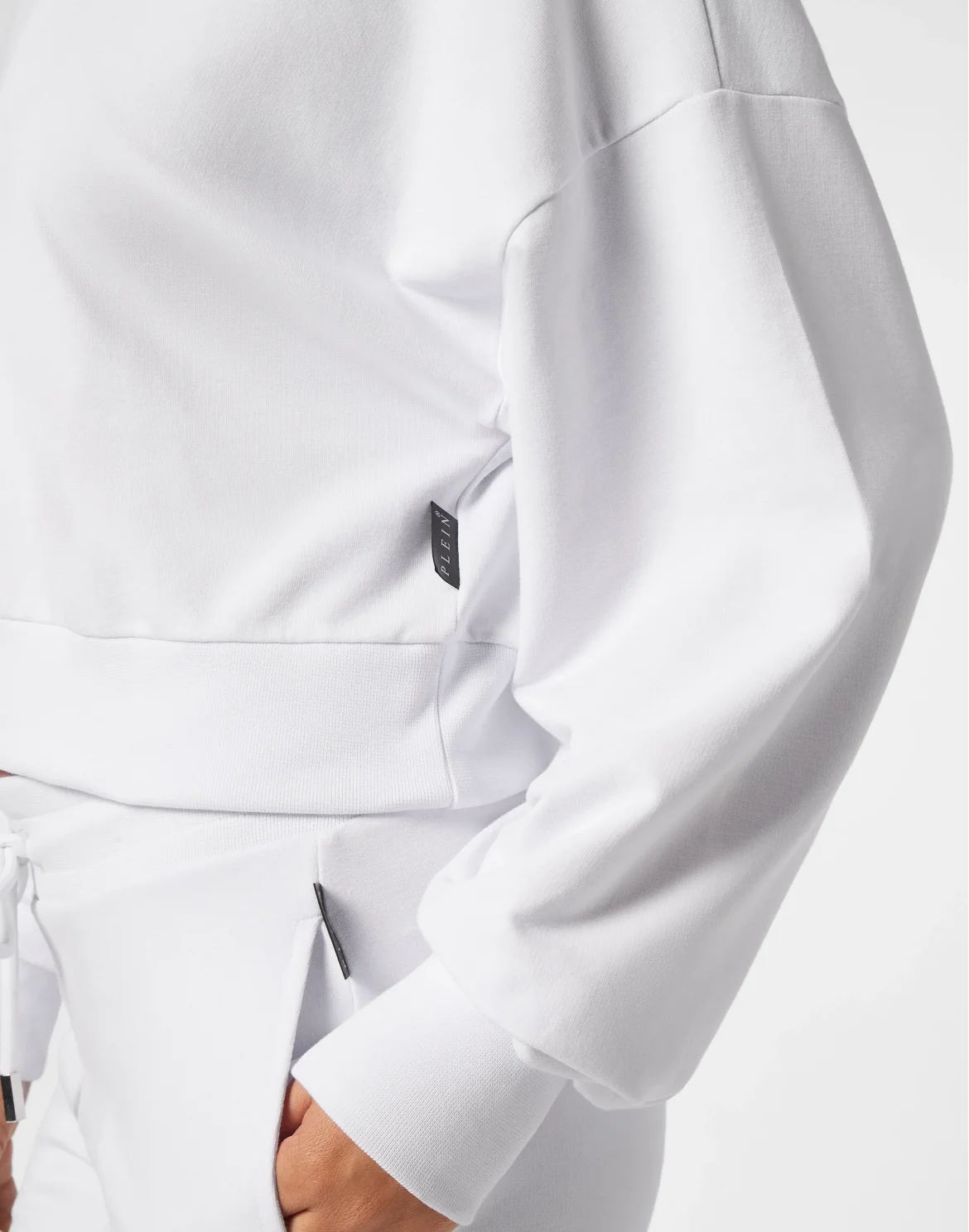 Cropped Hoodie Sweatshirt Crystal Hexagon, цвет: Белый
