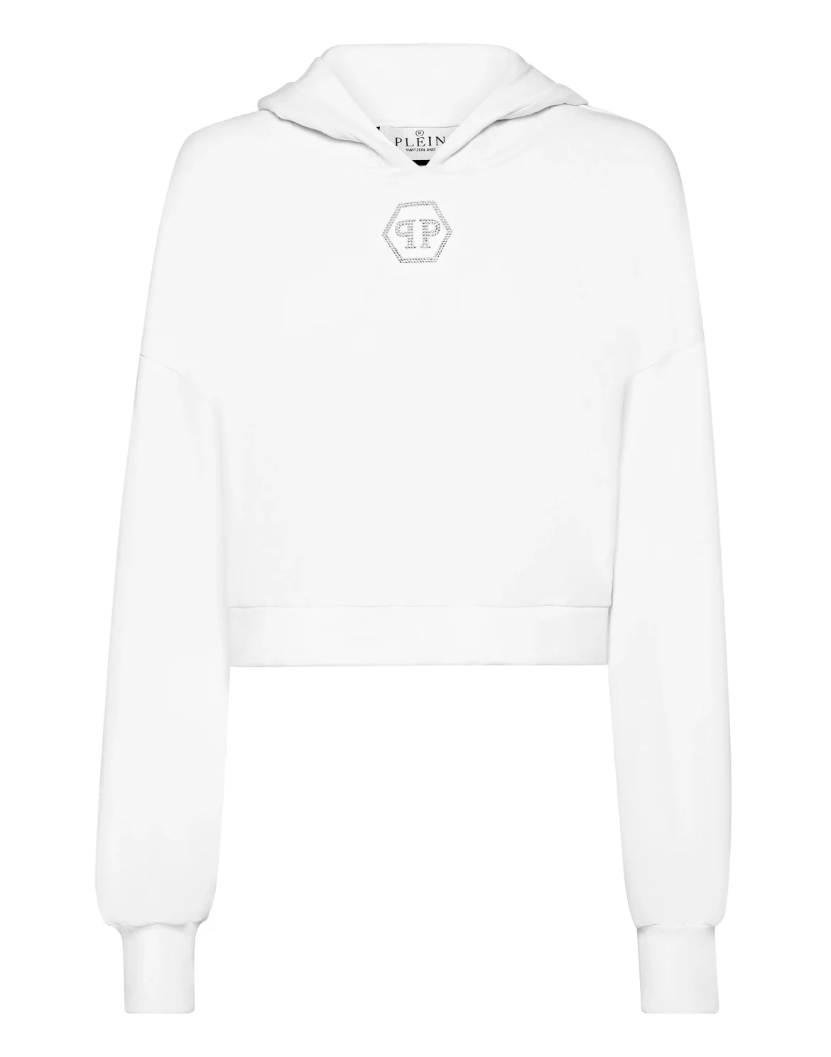 Cropped Hoodie Sweatshirt Crystal Hexagon, цвет: Белый
