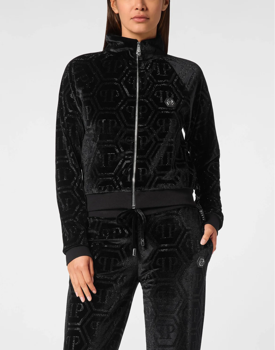Jogging Set Top/Trousers Strass Monogram, цвет: Черный