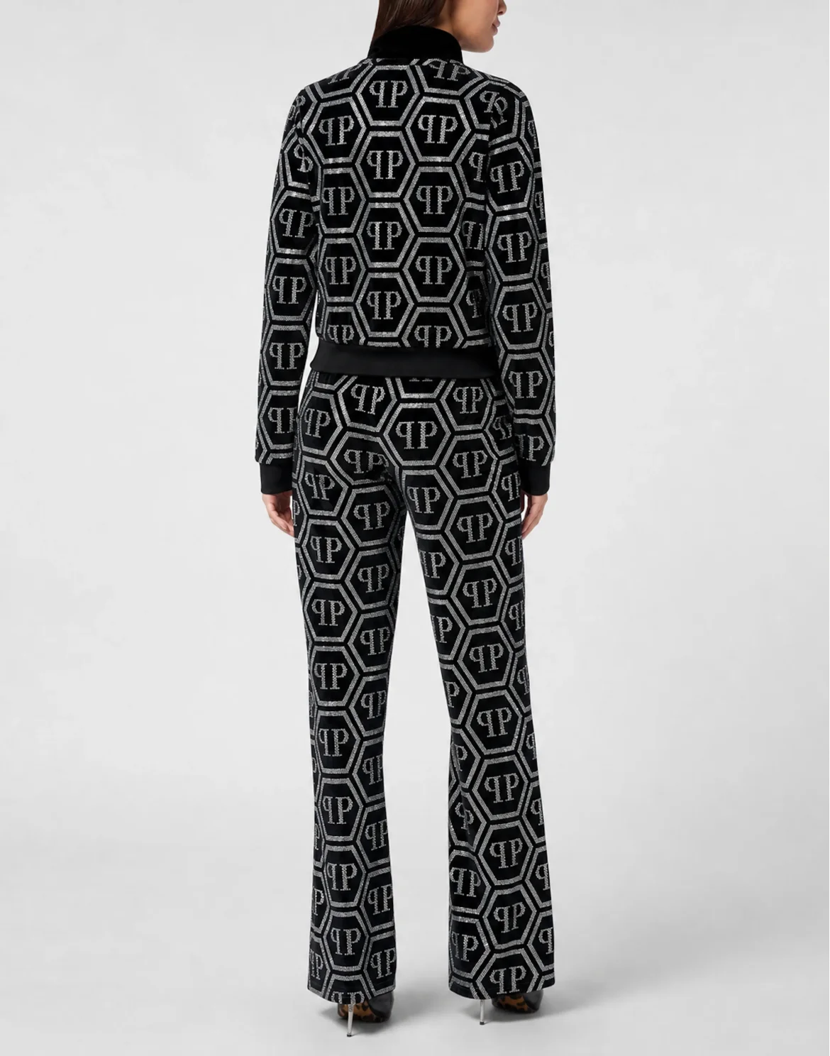 Jogging Set Top/Trousers Strass Monogram, цвет: Черный