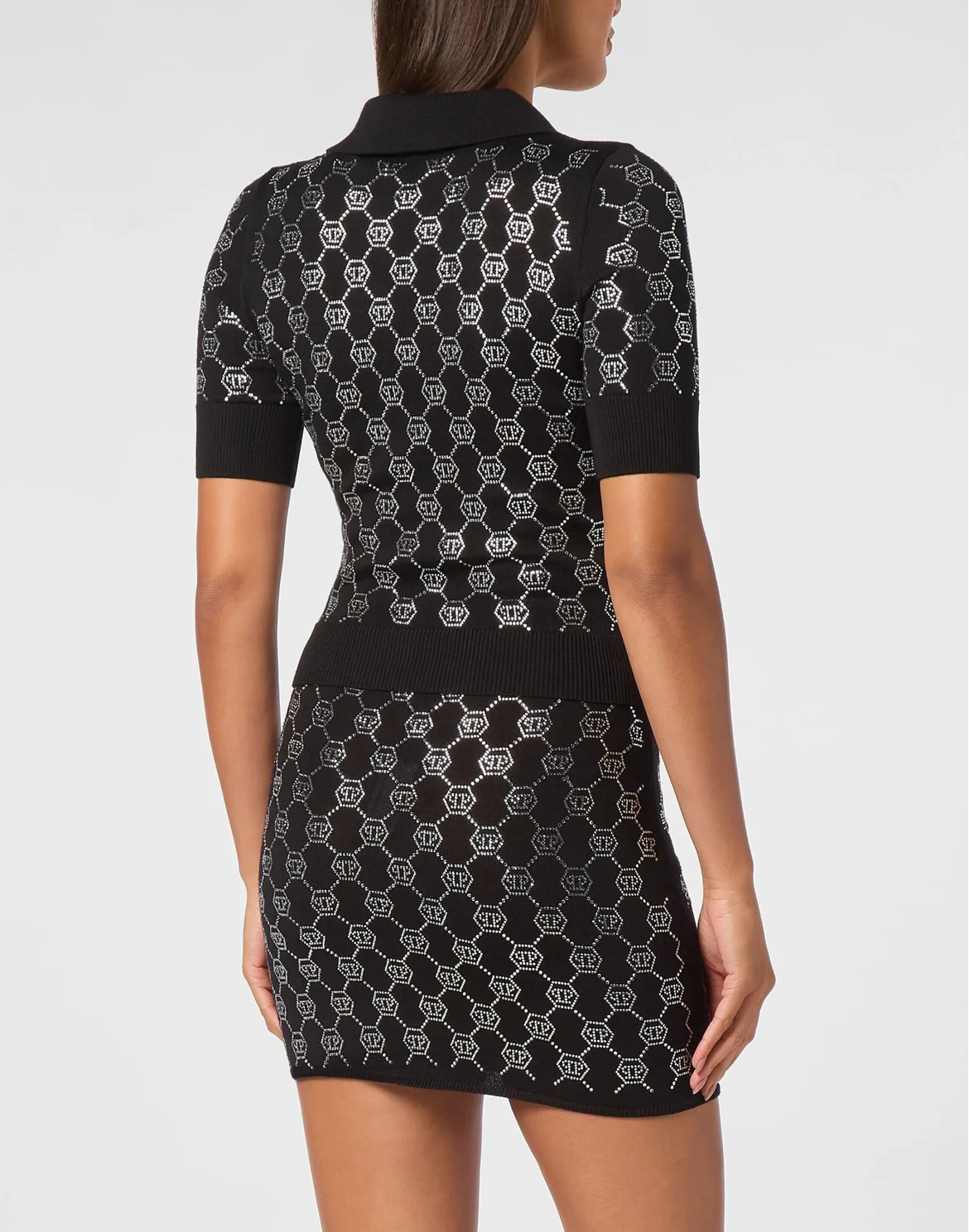 Knitted Strass Polo-Neck SS Monogram, цвет: Черный