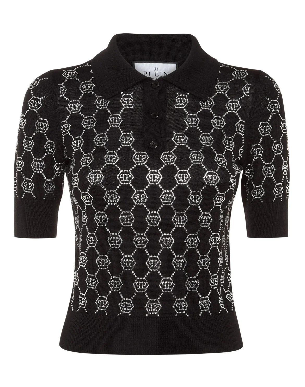 Knitted Strass Polo-Neck SS Monogram, цвет: Черный