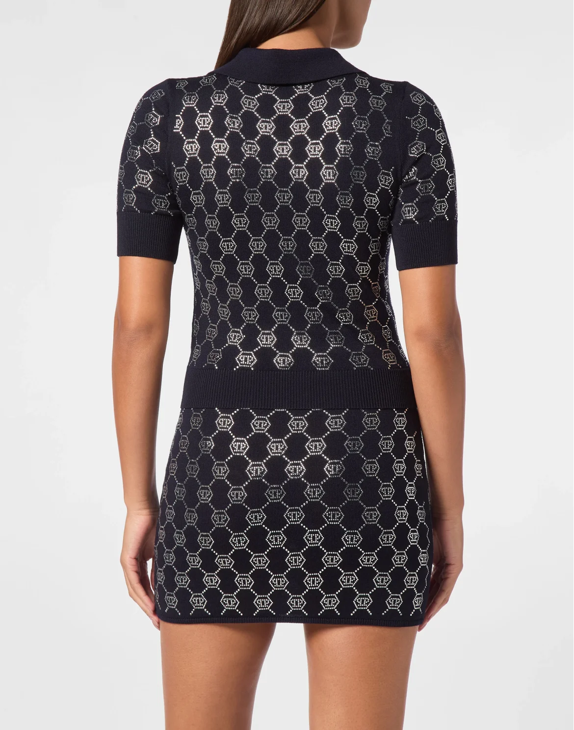 Knitted Strass Polo-Neck SS Monogram, цвет: Синий