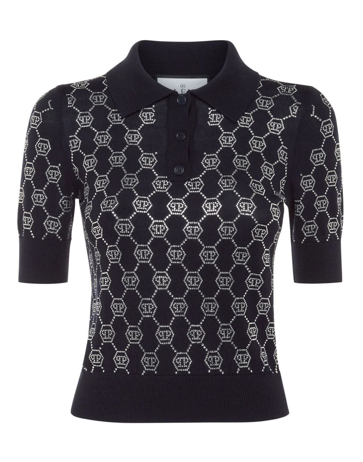 Knitted Strass Polo-Neck SS Monogram, цвет: Синий