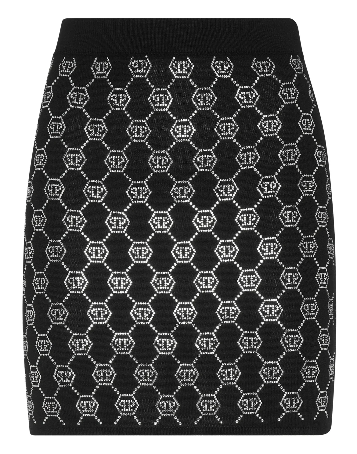 Knitted Strass Mini Skirt Monogram, цвет: Черный