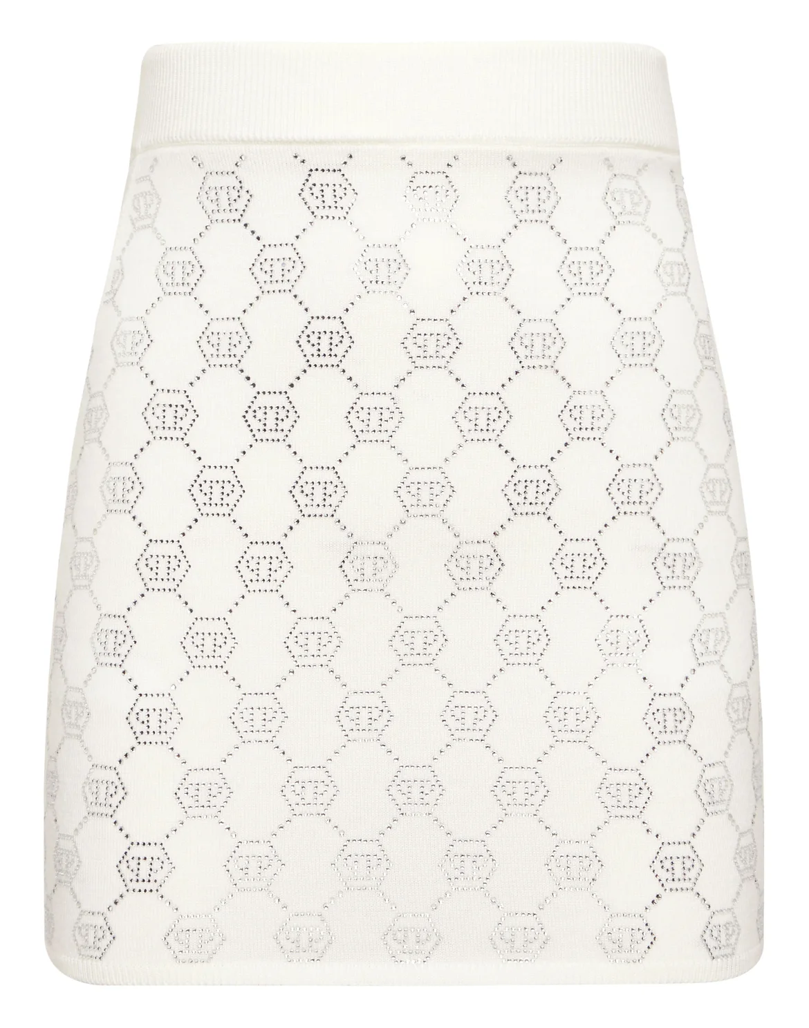 Knitted Strass Mini Skirt Monogram, цвет: Бежевый