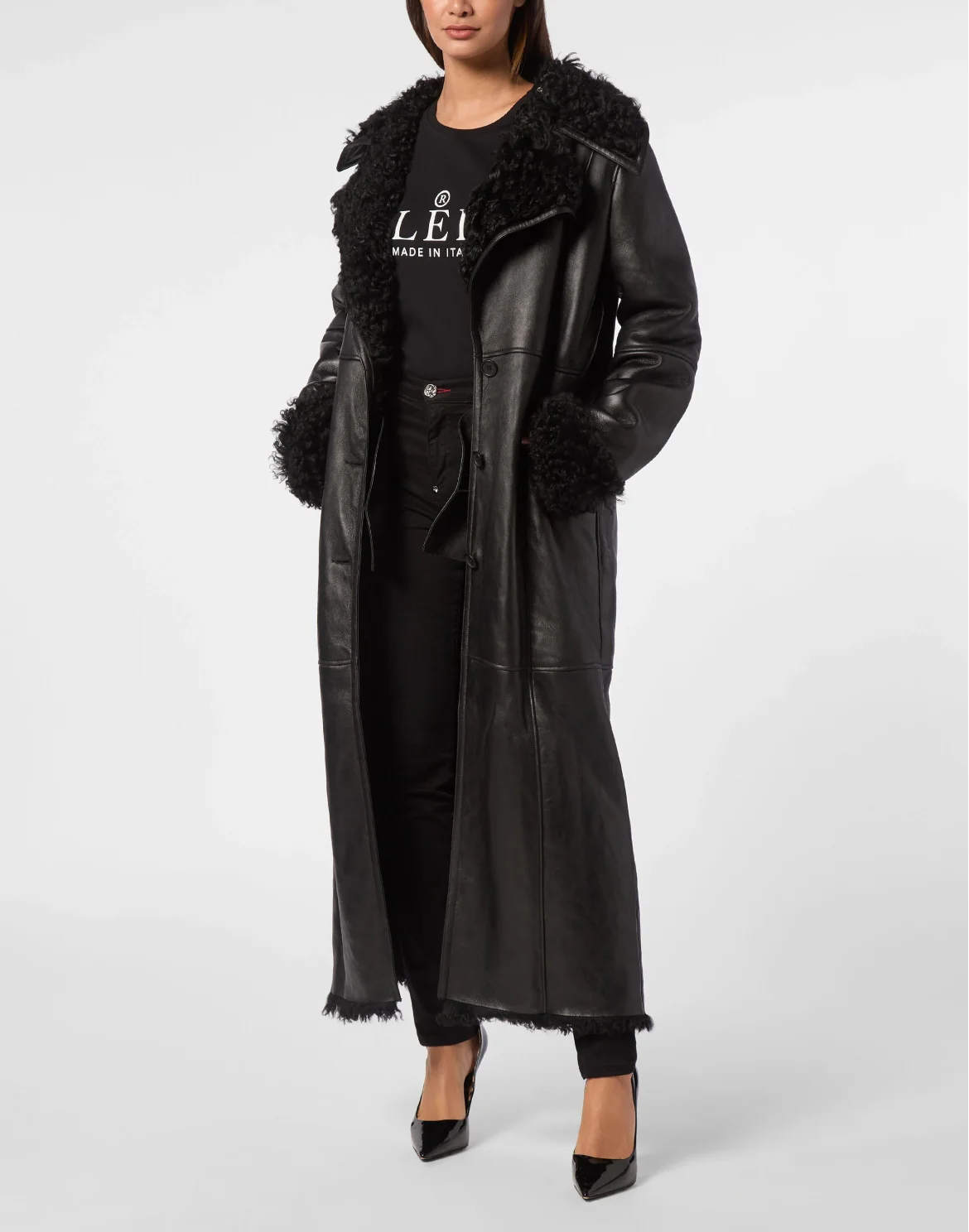 Shearling Coat Long, цвет: Черный