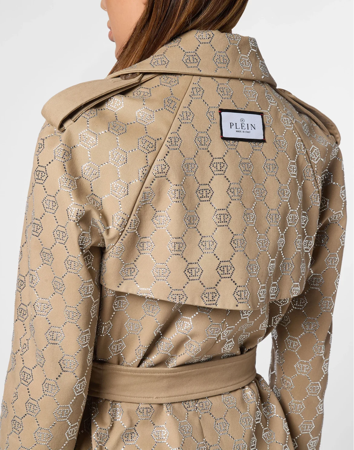 Trench Coat Strass Monogram, цвет: Бежевый