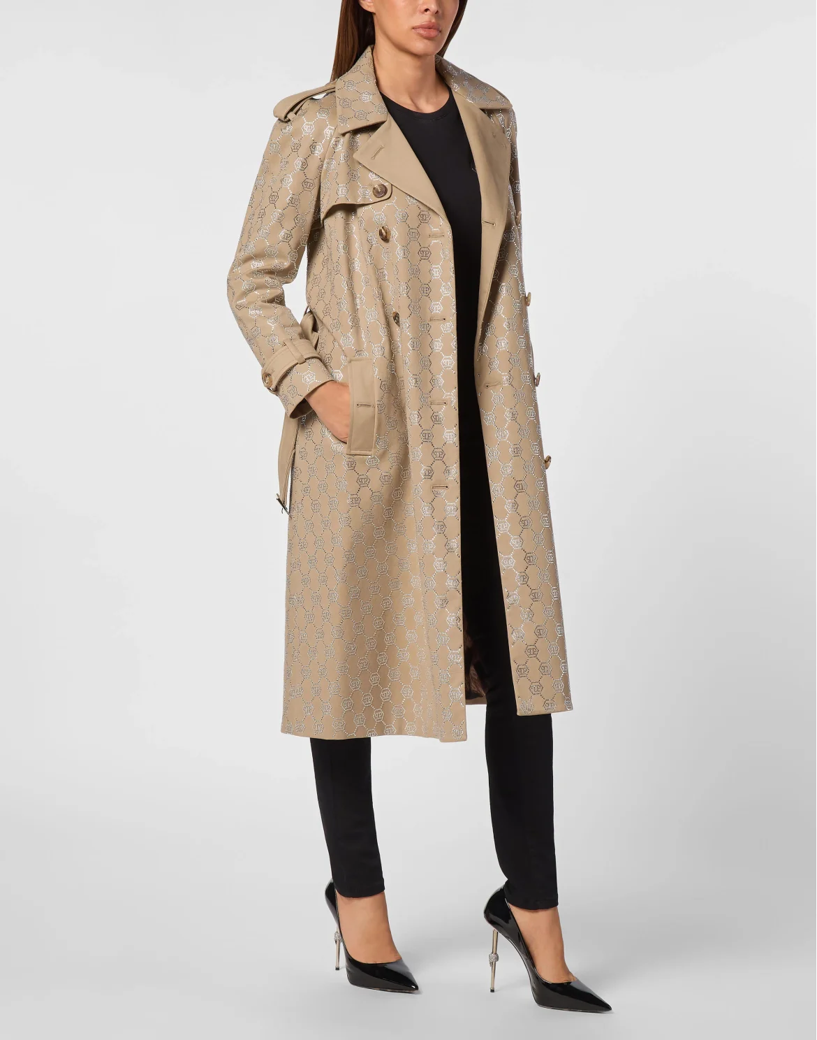 Trench Coat Strass Monogram, цвет: Бежевый