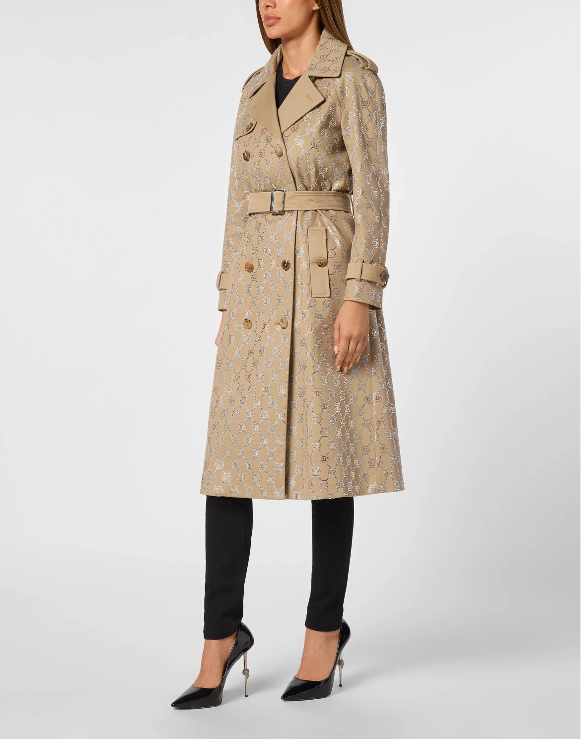 Trench Coat Strass Monogram, цвет: Бежевый