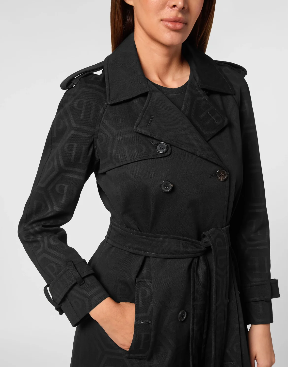 Long Trench Coat Monogram, цвет: Черный