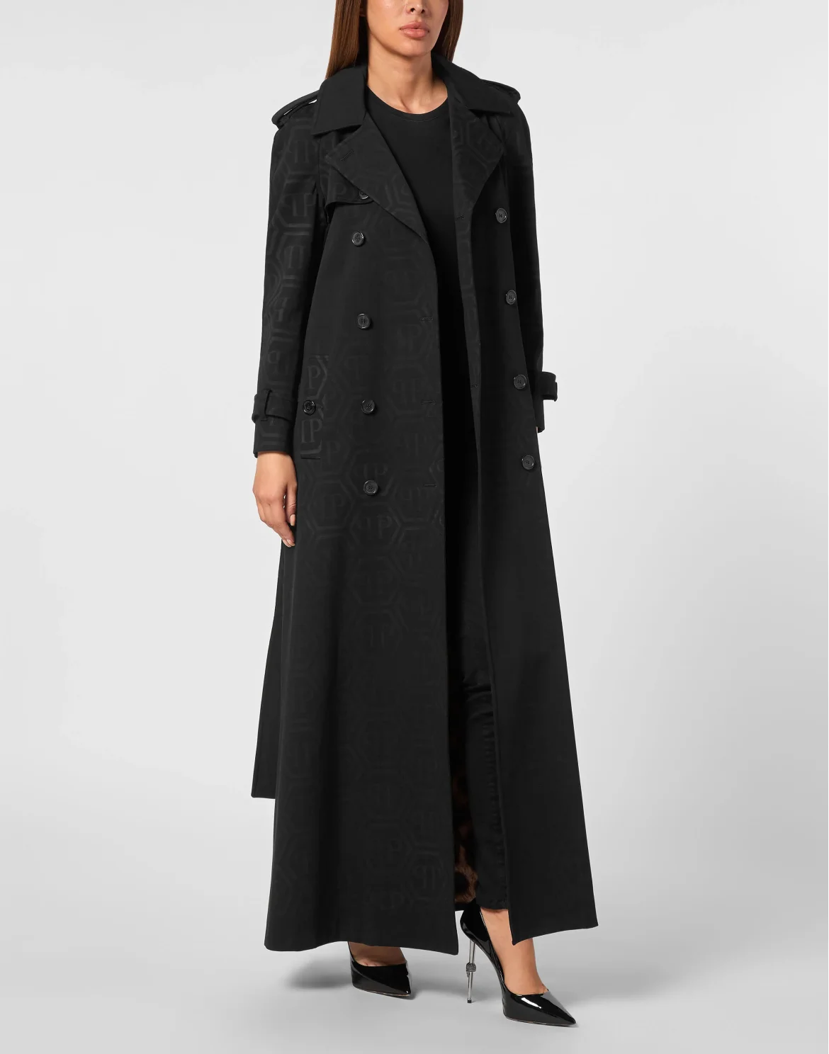 Long Trench Coat Monogram, цвет: Черный