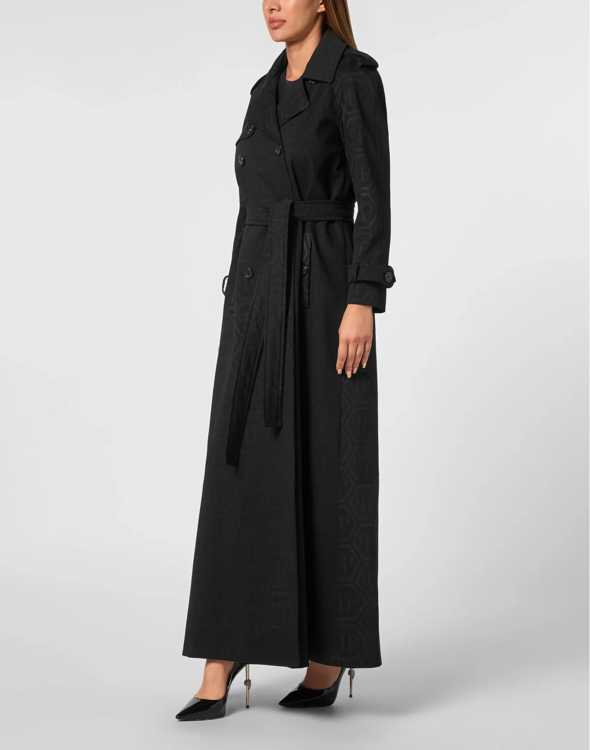Long Trench Coat Monogram, цвет: Черный